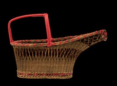 French Art Deco Rattan and Wicker Wine Bottle Holder, 1920