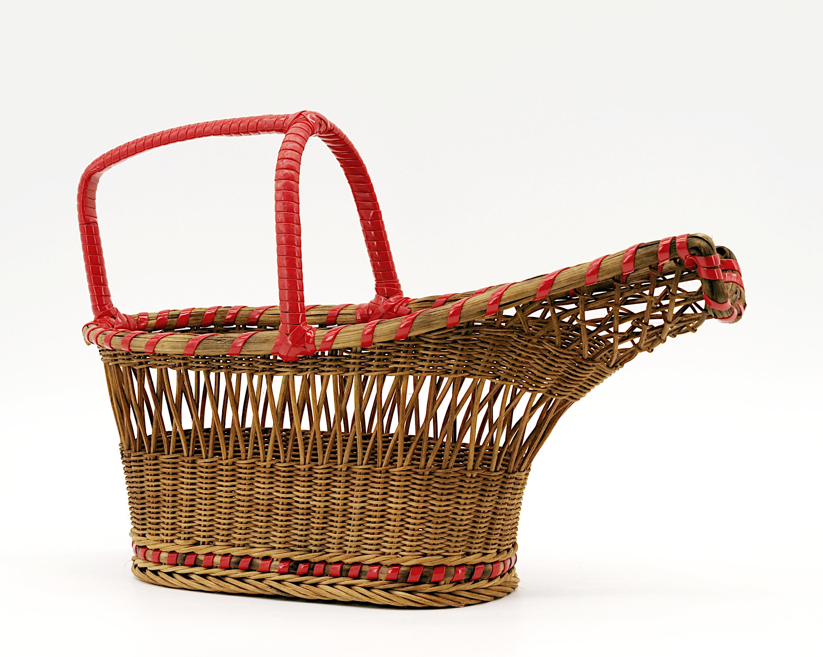 Portabottiglie da vino in vimini e rattan Art Deco francese, 1920 In condizioni ottime in vendita a Saint-Amans-des-Cots, FR