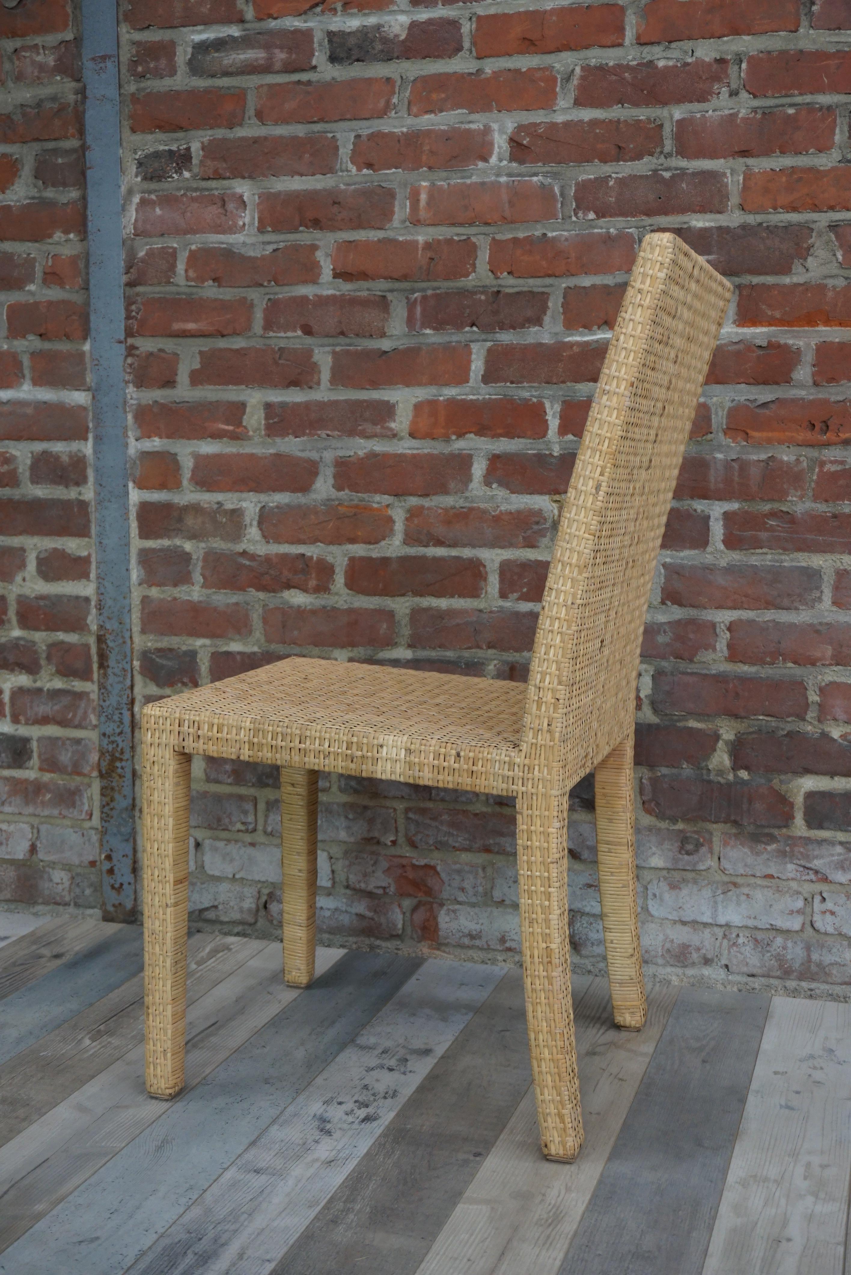 French Art Deco Rattan Chairs Design Jean-Michel Frank for Ecart International In Excellent Condition For Sale In Tourcoing, FR