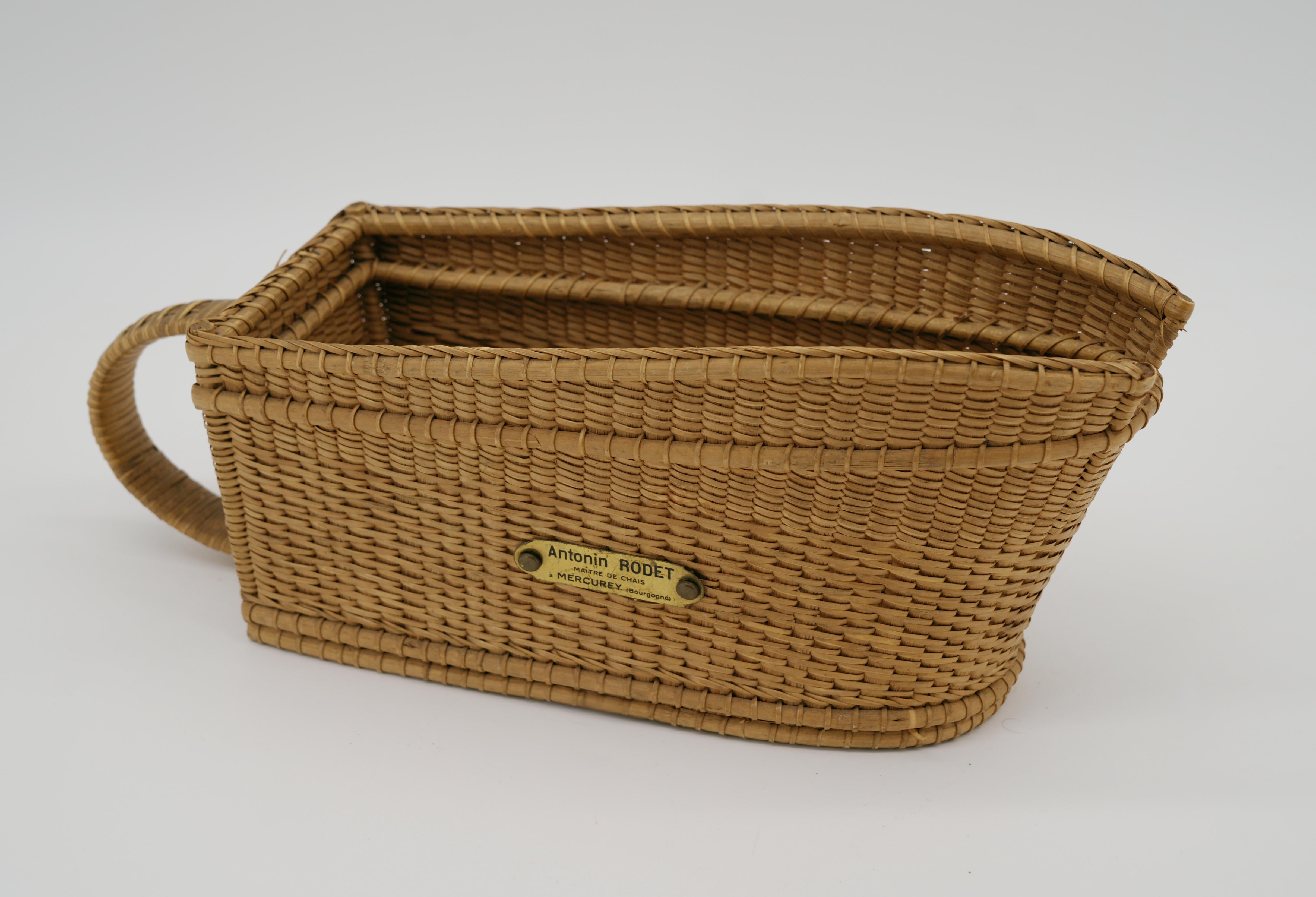 French Art Deco Rattan Wine Bottle Holder, 1920 For Sale 5
