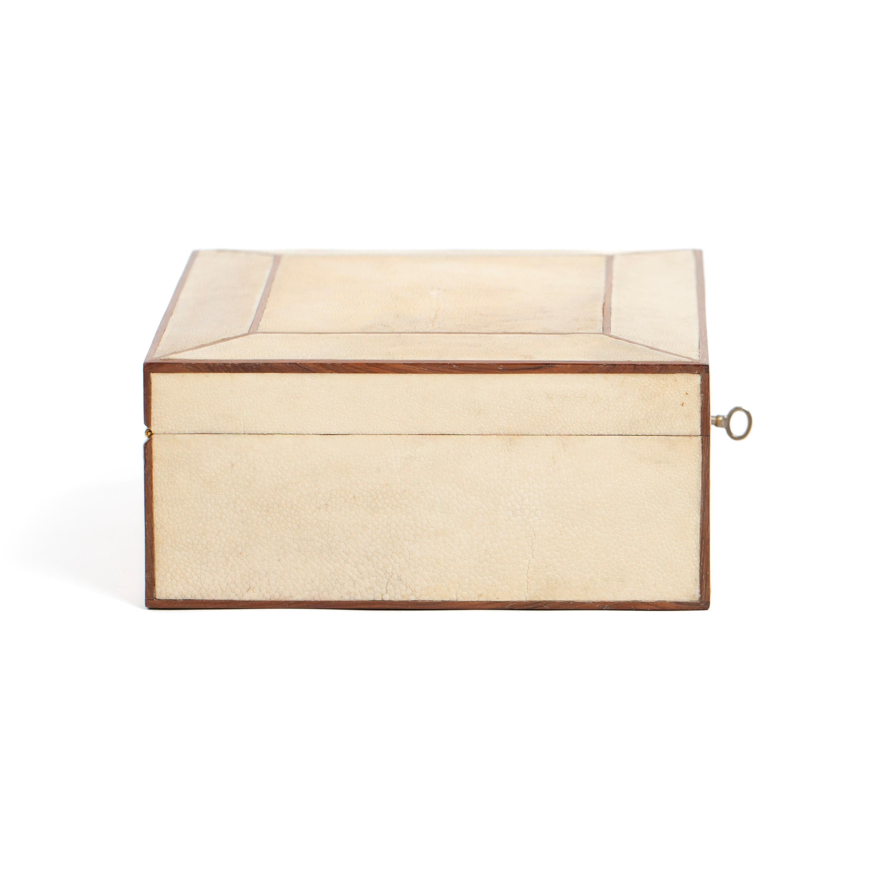 Art Deco French Art Déco Rectangular Galuchat Leather Box for Cigars etc. from the 1940s For Sale