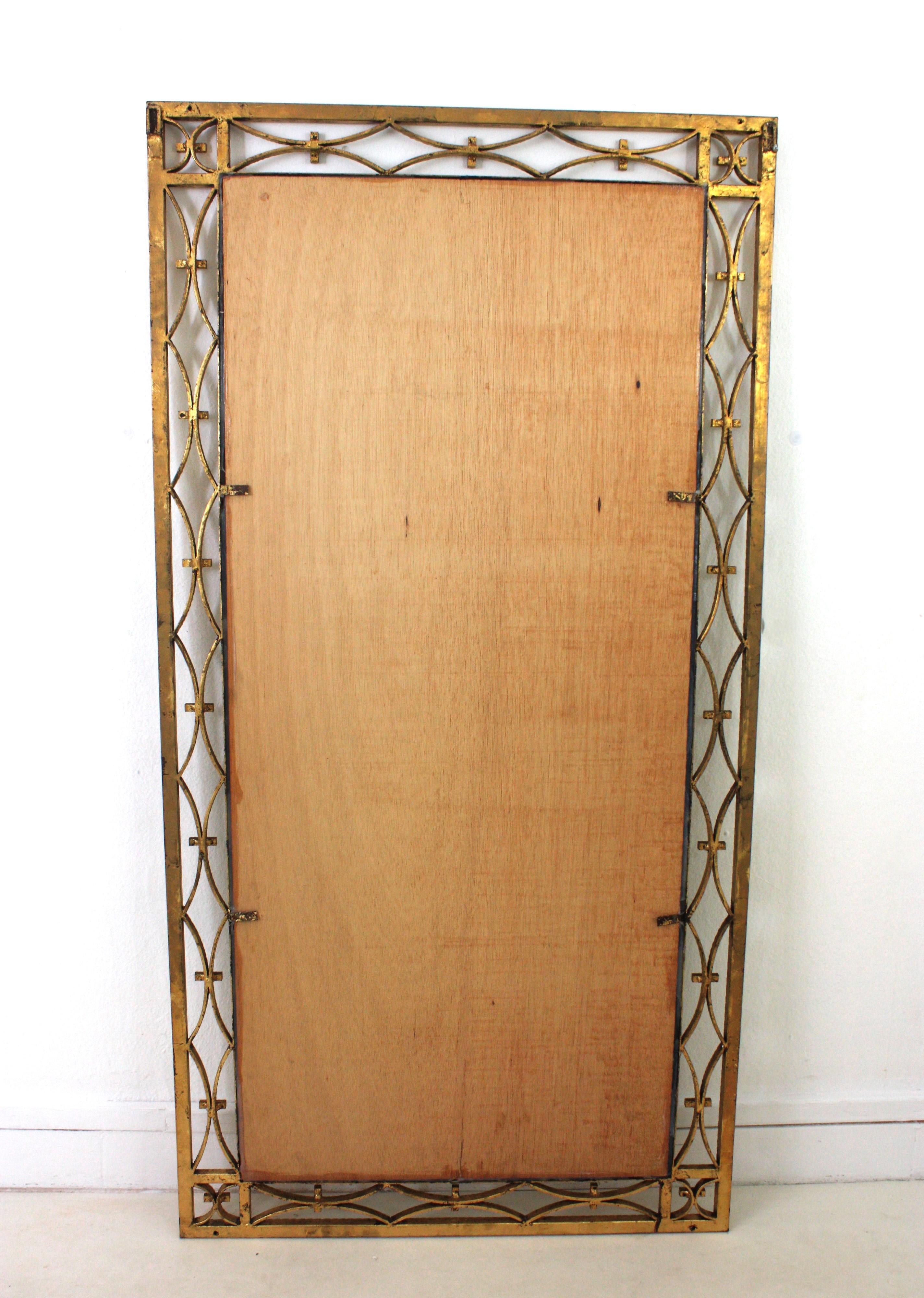 French Art Deco Rectangular Mirror in Gilded Wrought Iron  For Sale 7