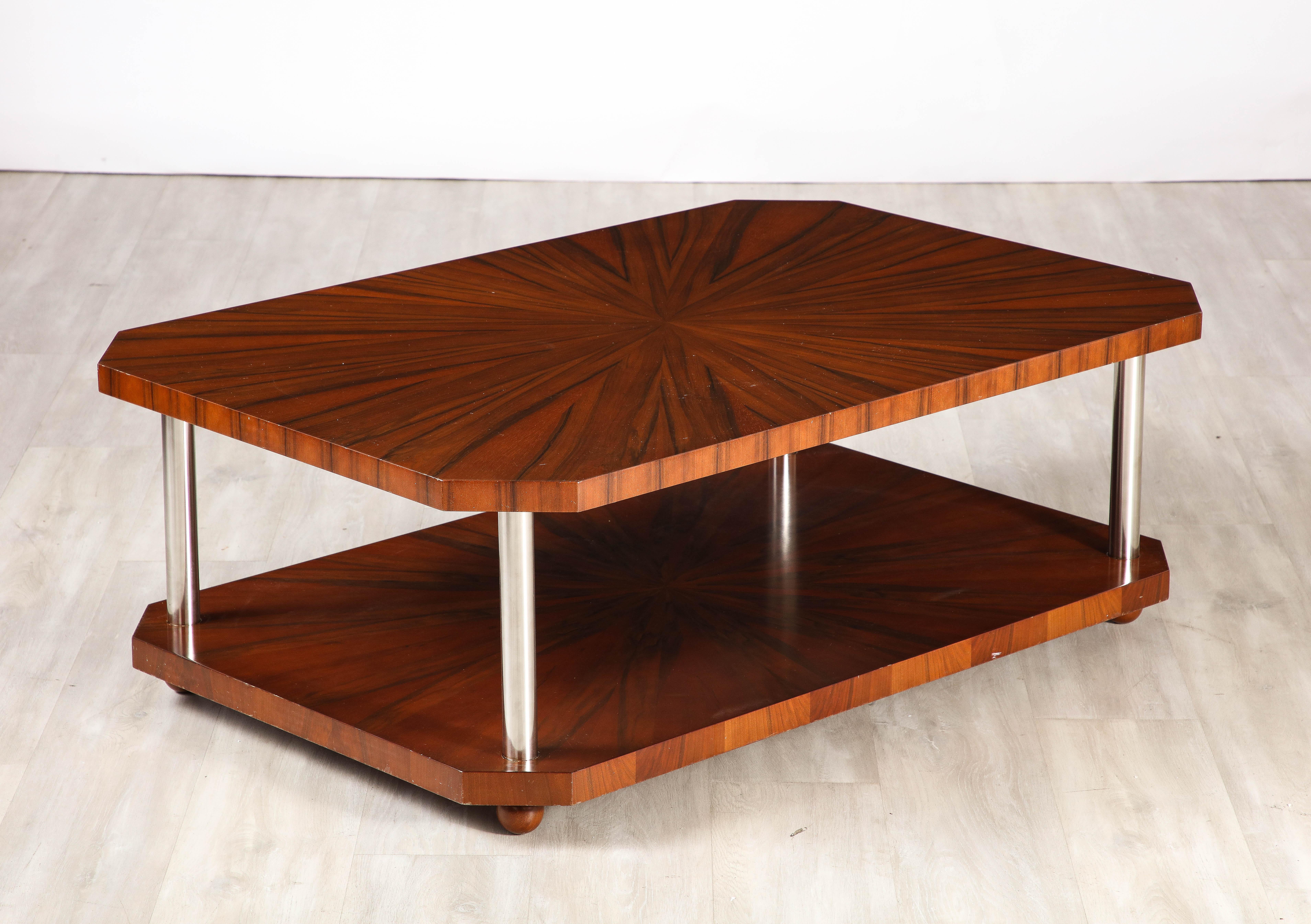 French Art Deco Rectangular Wood Coffee Table, circa 1940  For Sale 5
