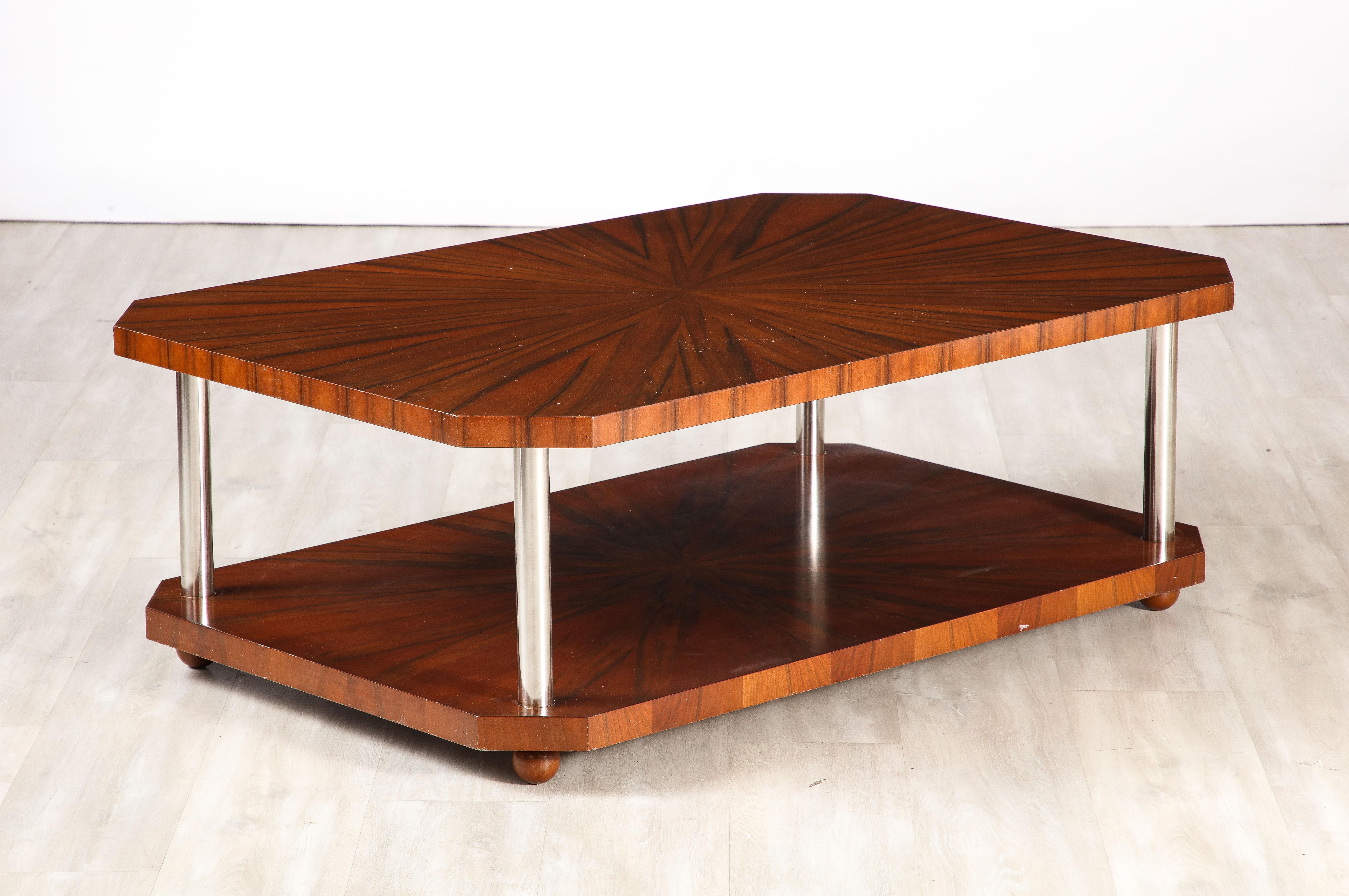 French Art Deco Rectangular Wood Coffee Table, circa 1940  For Sale 6