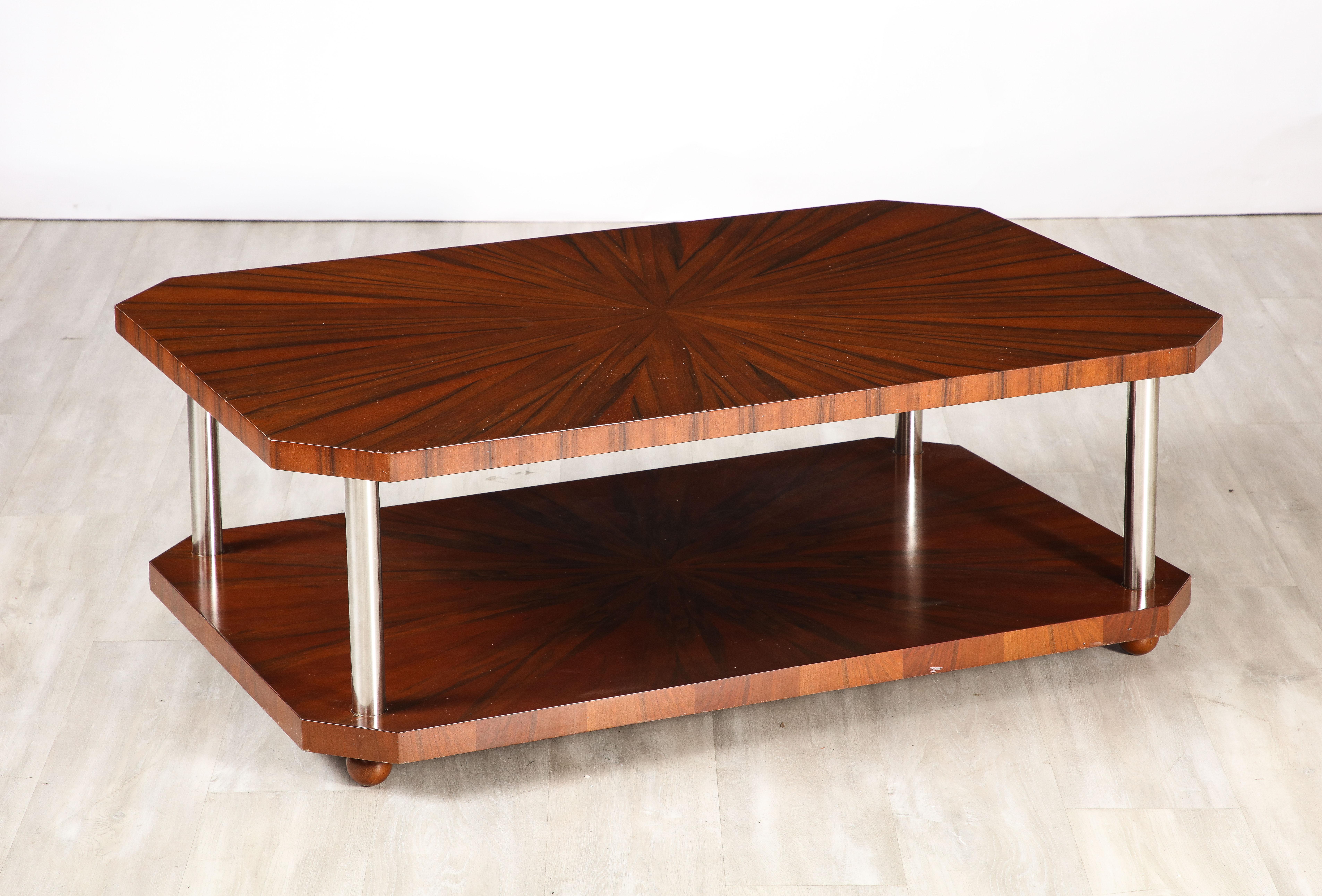 French Art Deco Rectangular Wood Coffee Table, circa 1940  For Sale 8
