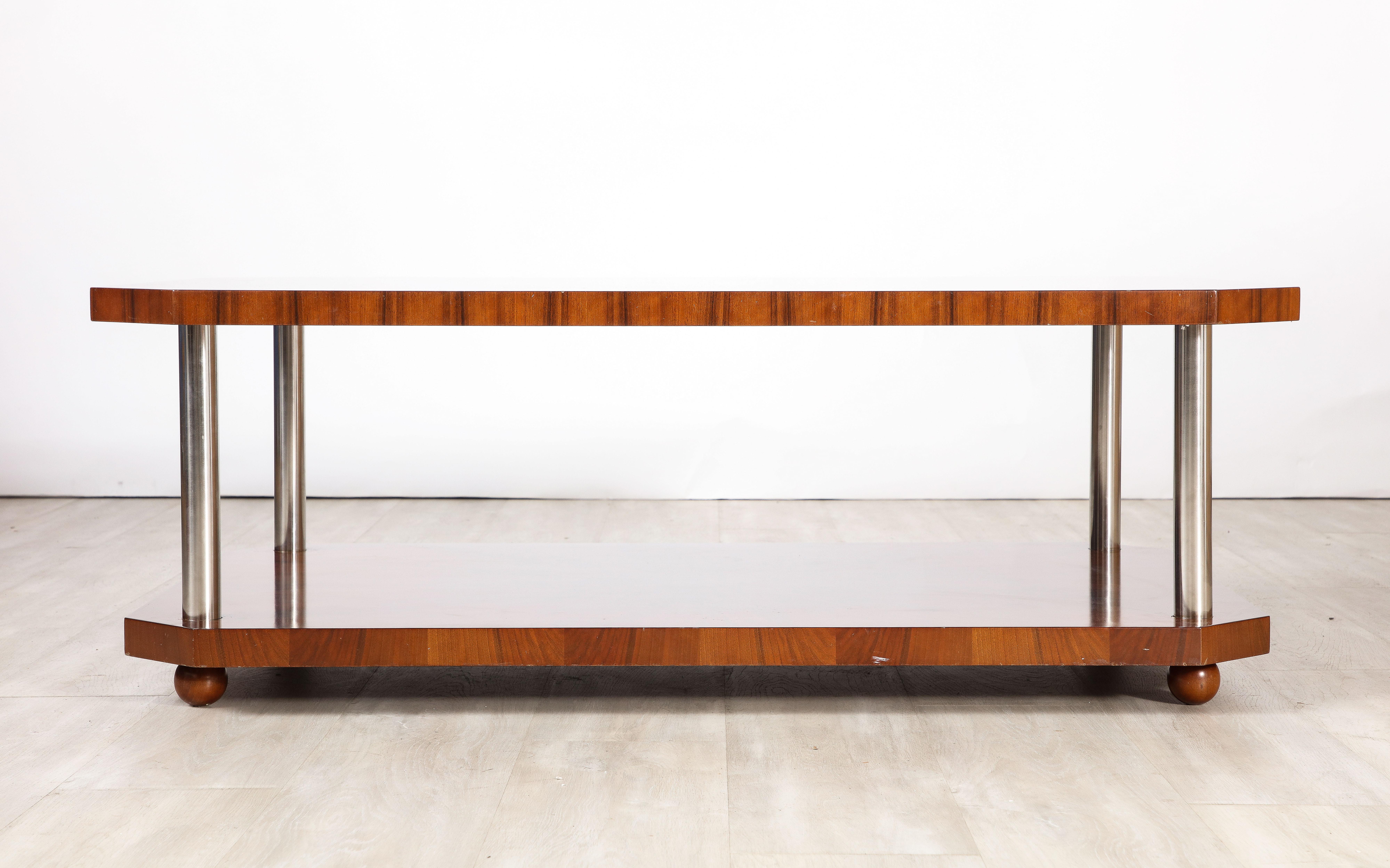 French Art Deco Rectangular Wood Coffee Table, circa 1940  For Sale 11