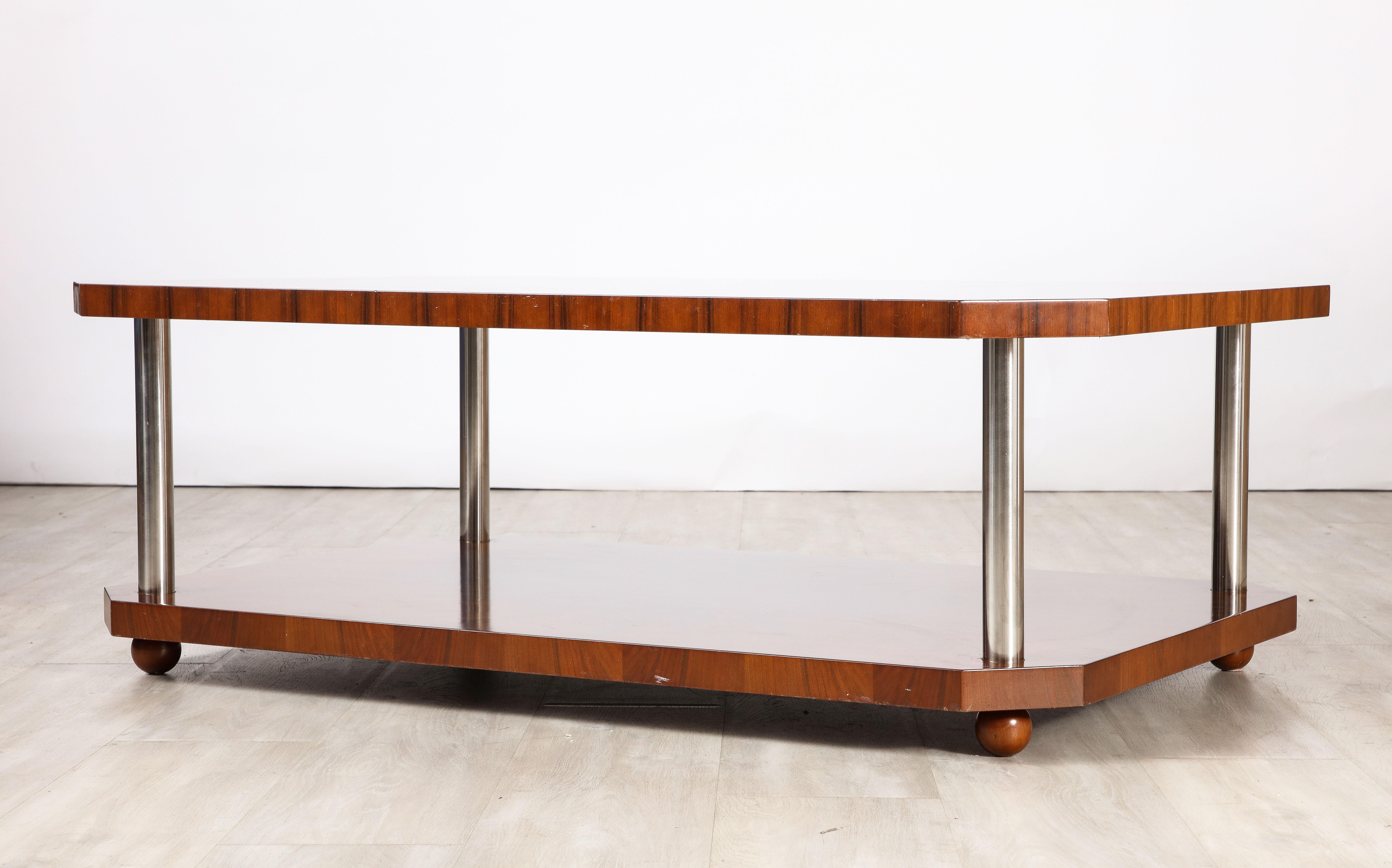 French Art Deco Rectangular Wood Coffee Table, circa 1940  For Sale 12