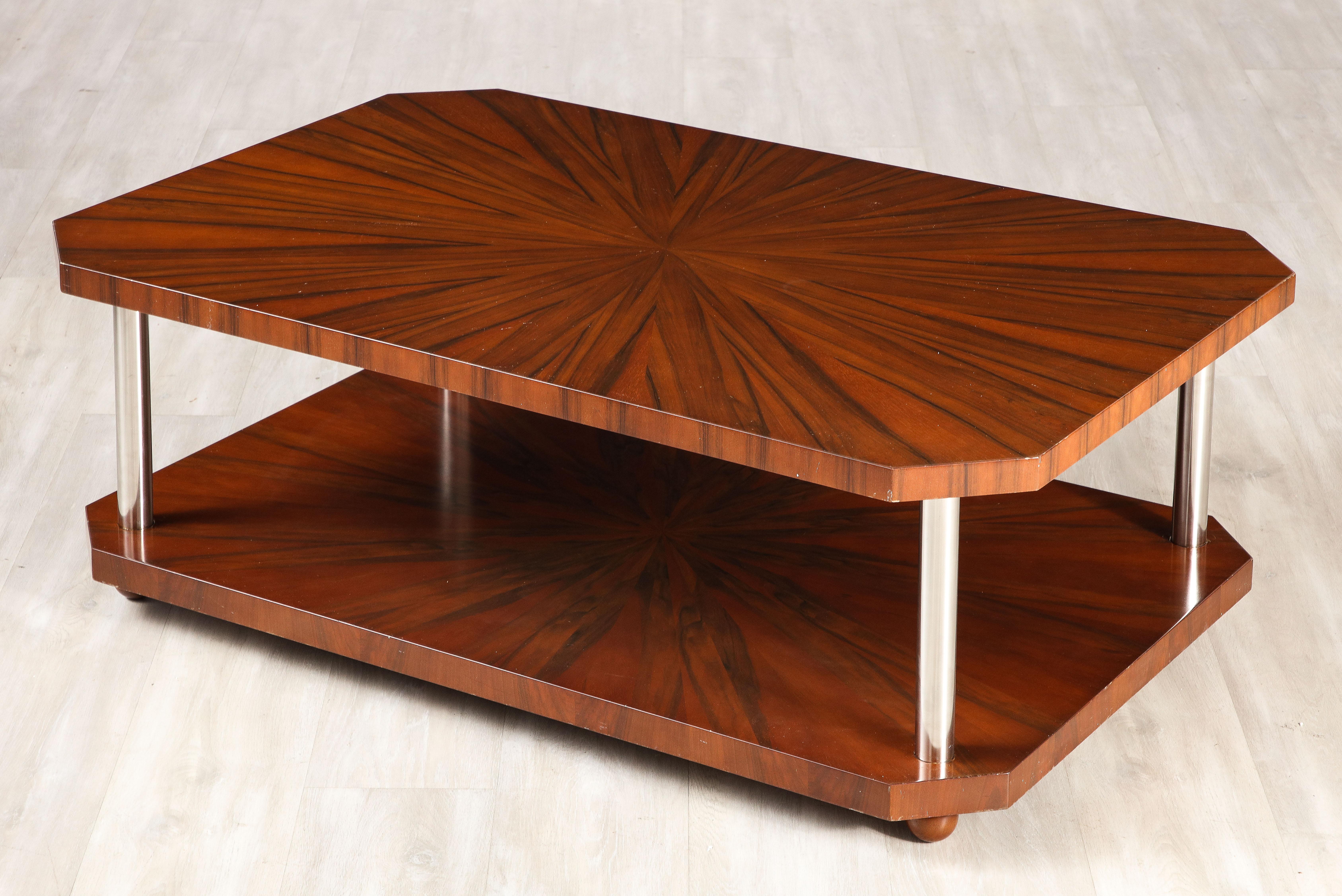 French Art Deco Rectangular Wood Coffee Table, circa 1940  For Sale 2