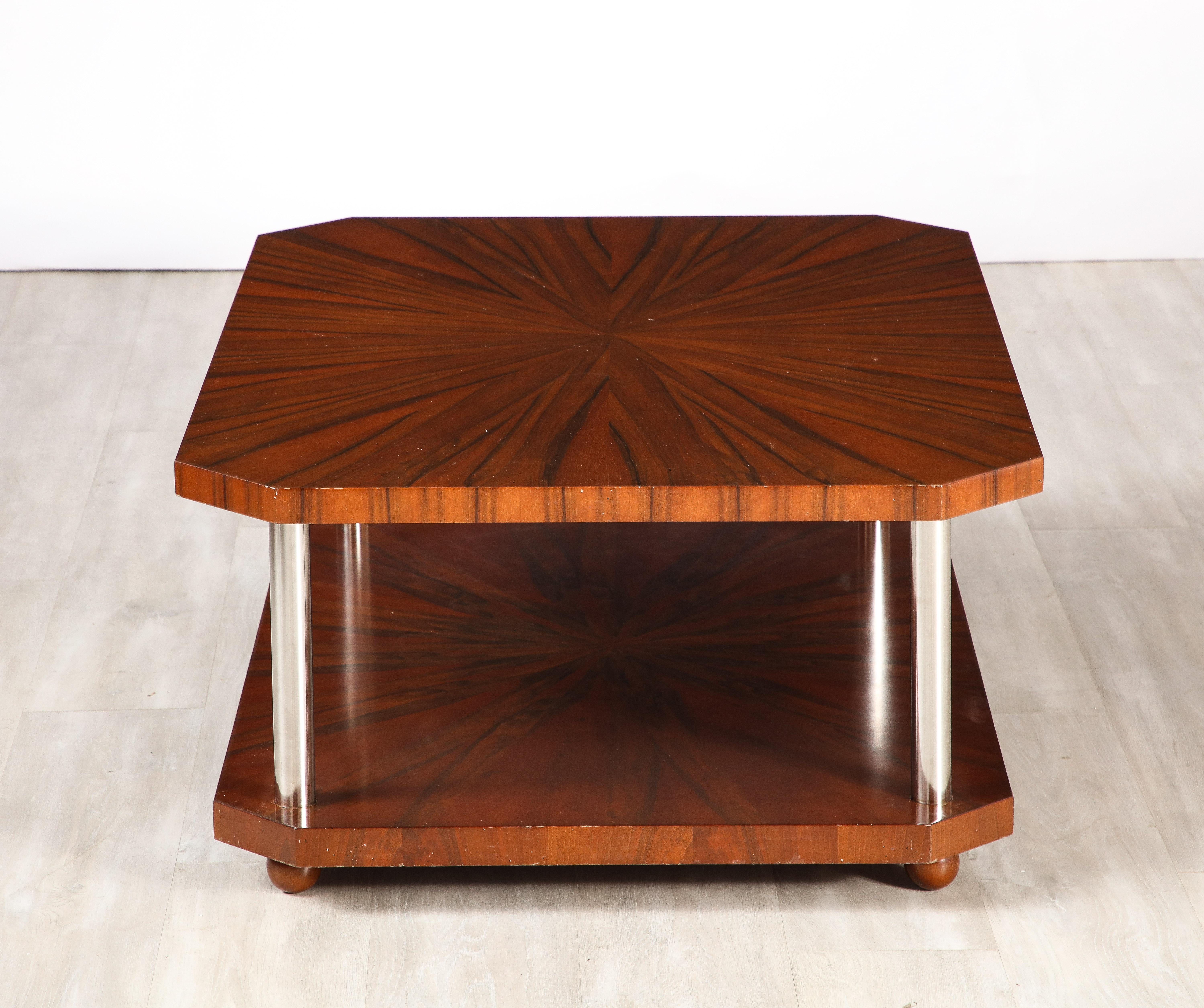 French Art Deco Rectangular Wood Coffee Table, circa 1940  For Sale 4