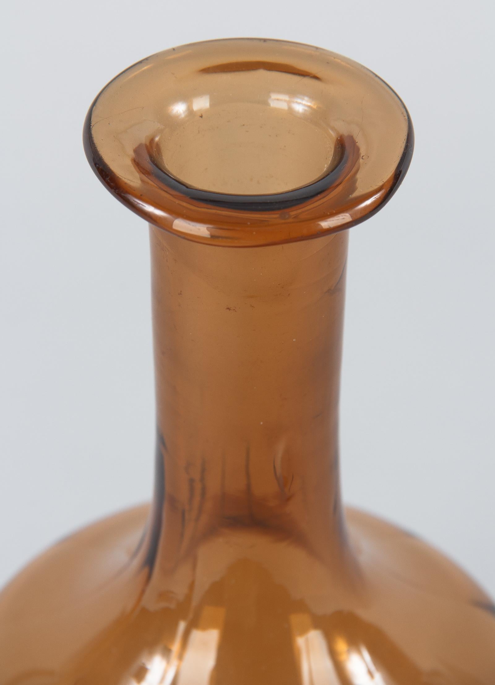 French Art Deco Red and Amber Glass Decanter, 1940s 1