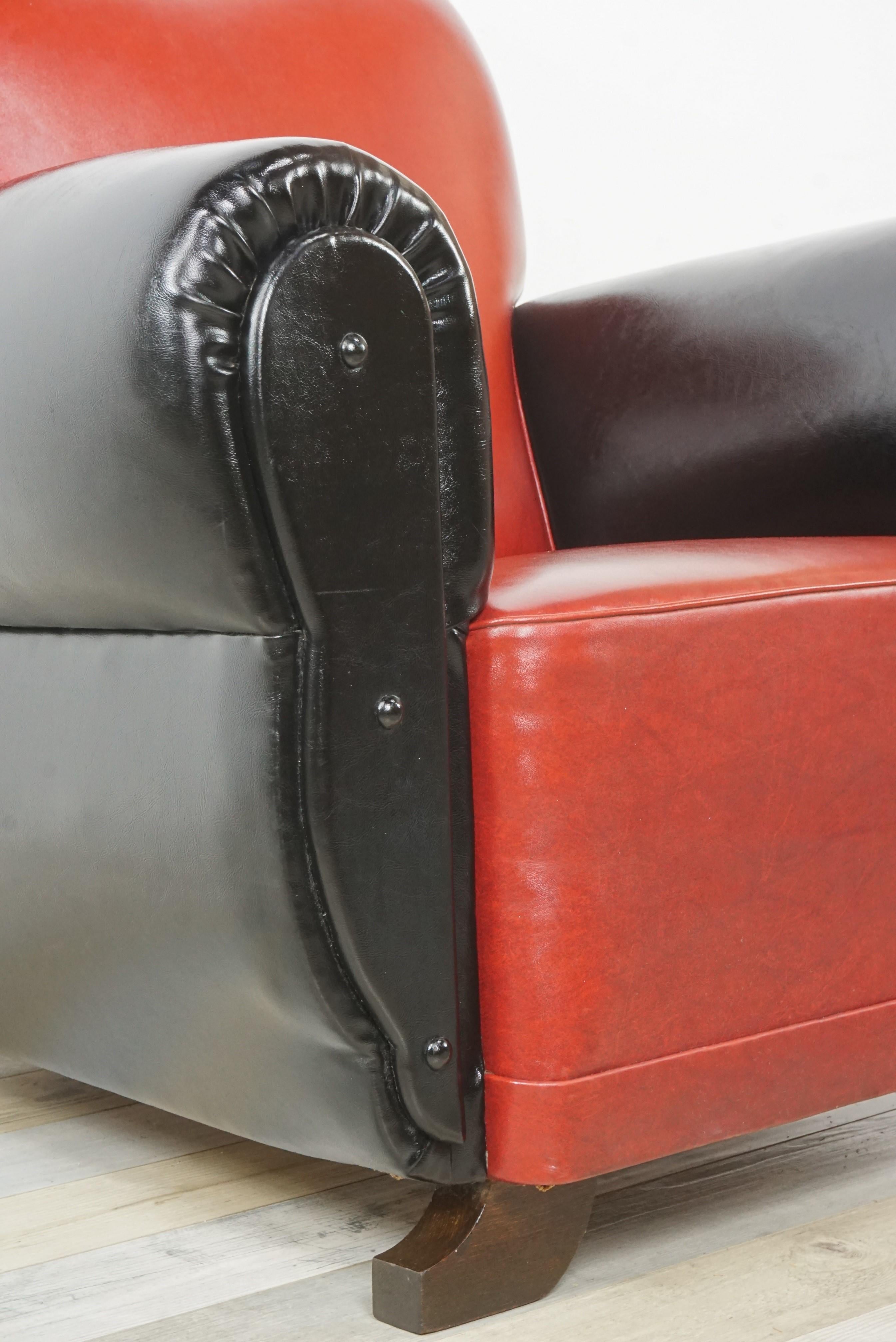 art deco leather armchair