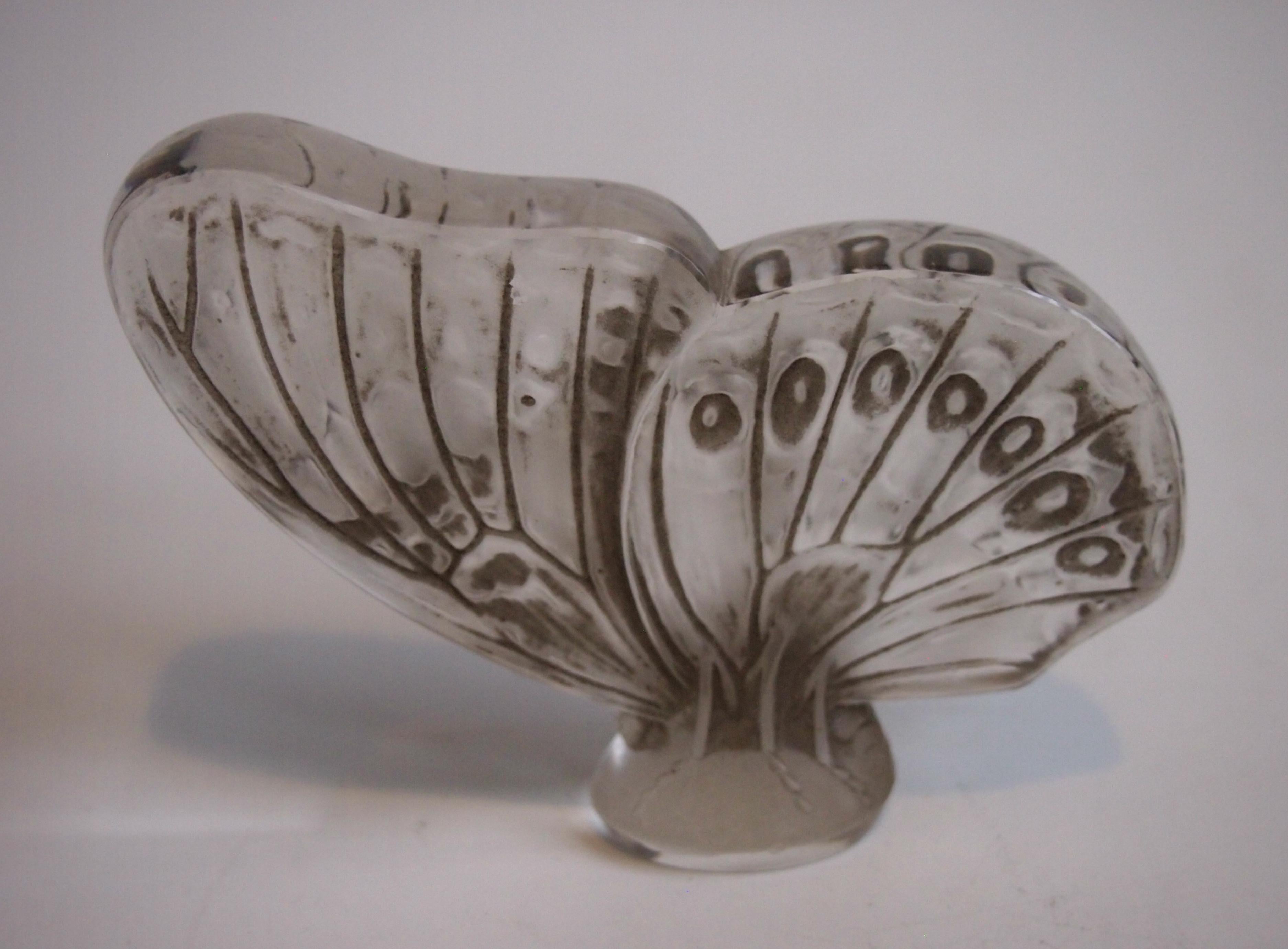 French Art Deco Rene Lalique Large Butterfly Glass Cachet 1919 In Good Condition For Sale In Worcester Park, GB