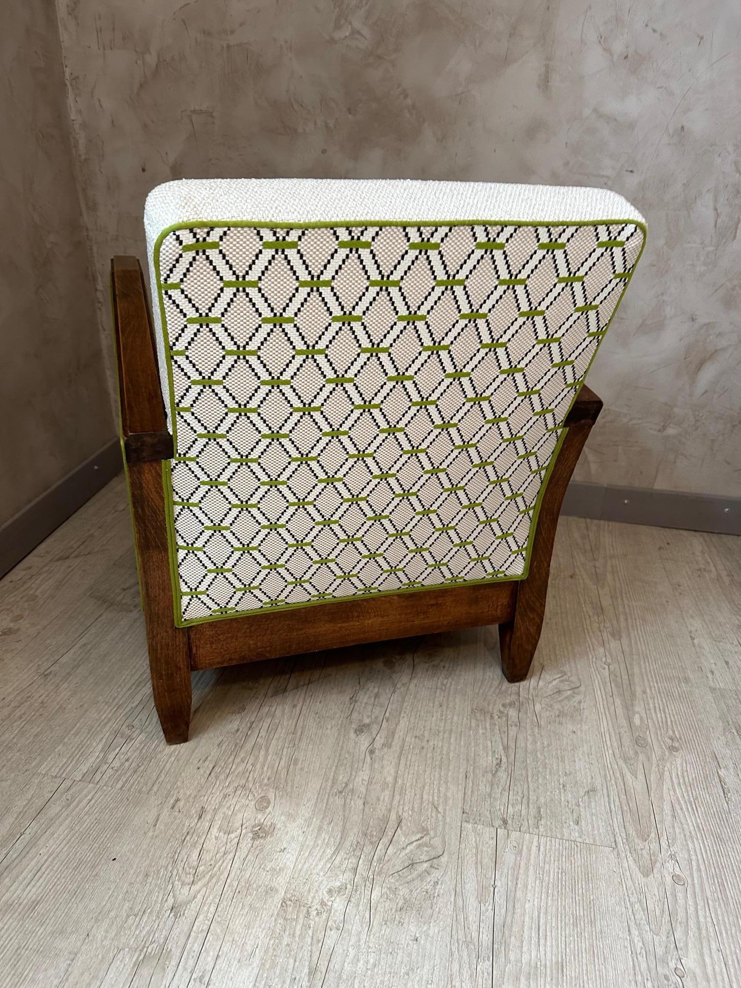 French Art deco Reupholstered Armchair with Outdoor Fabric, 1930s For Sale 4