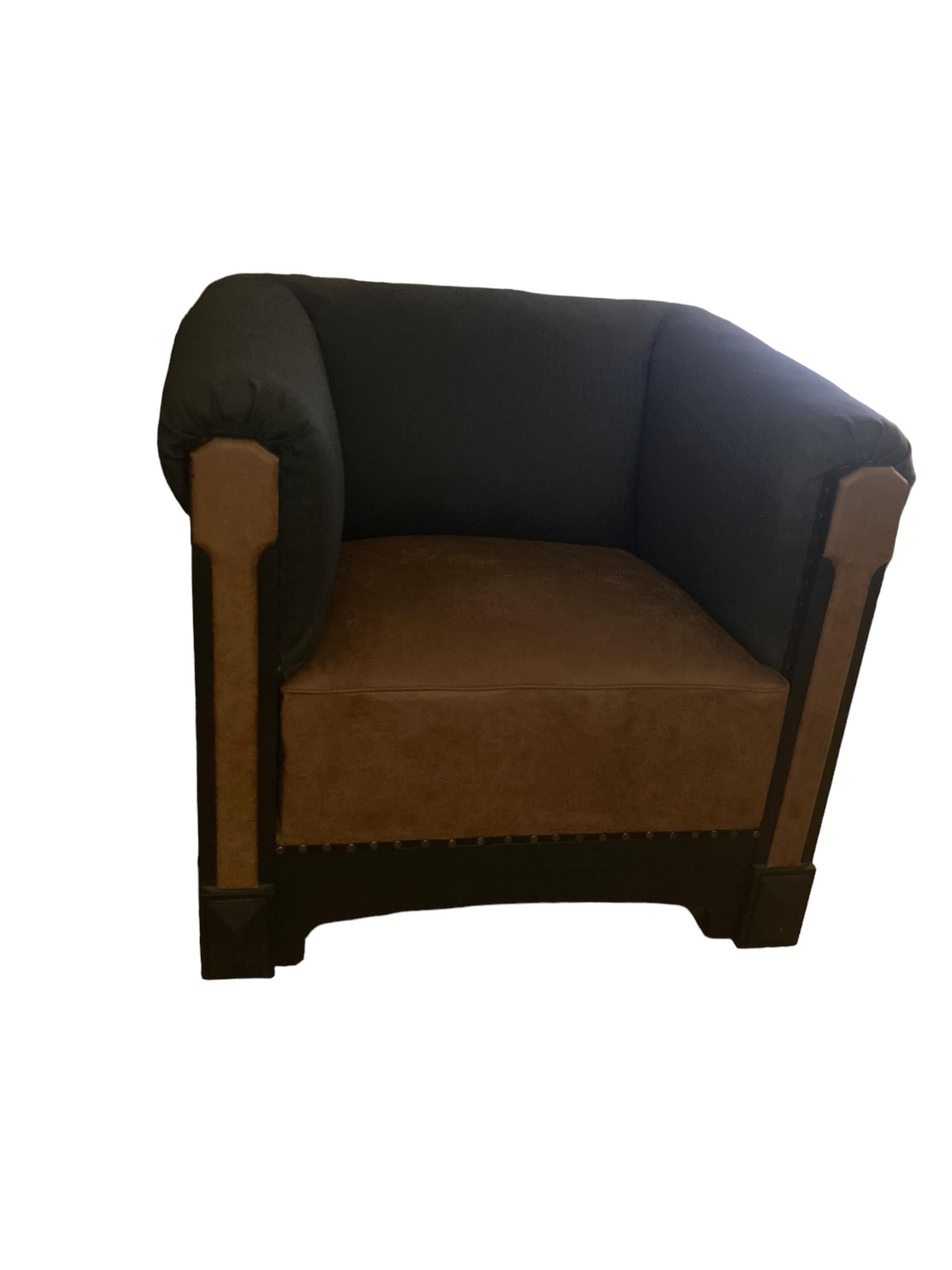 20th Century French Art Deco Reupholstered Club Chair For Sale