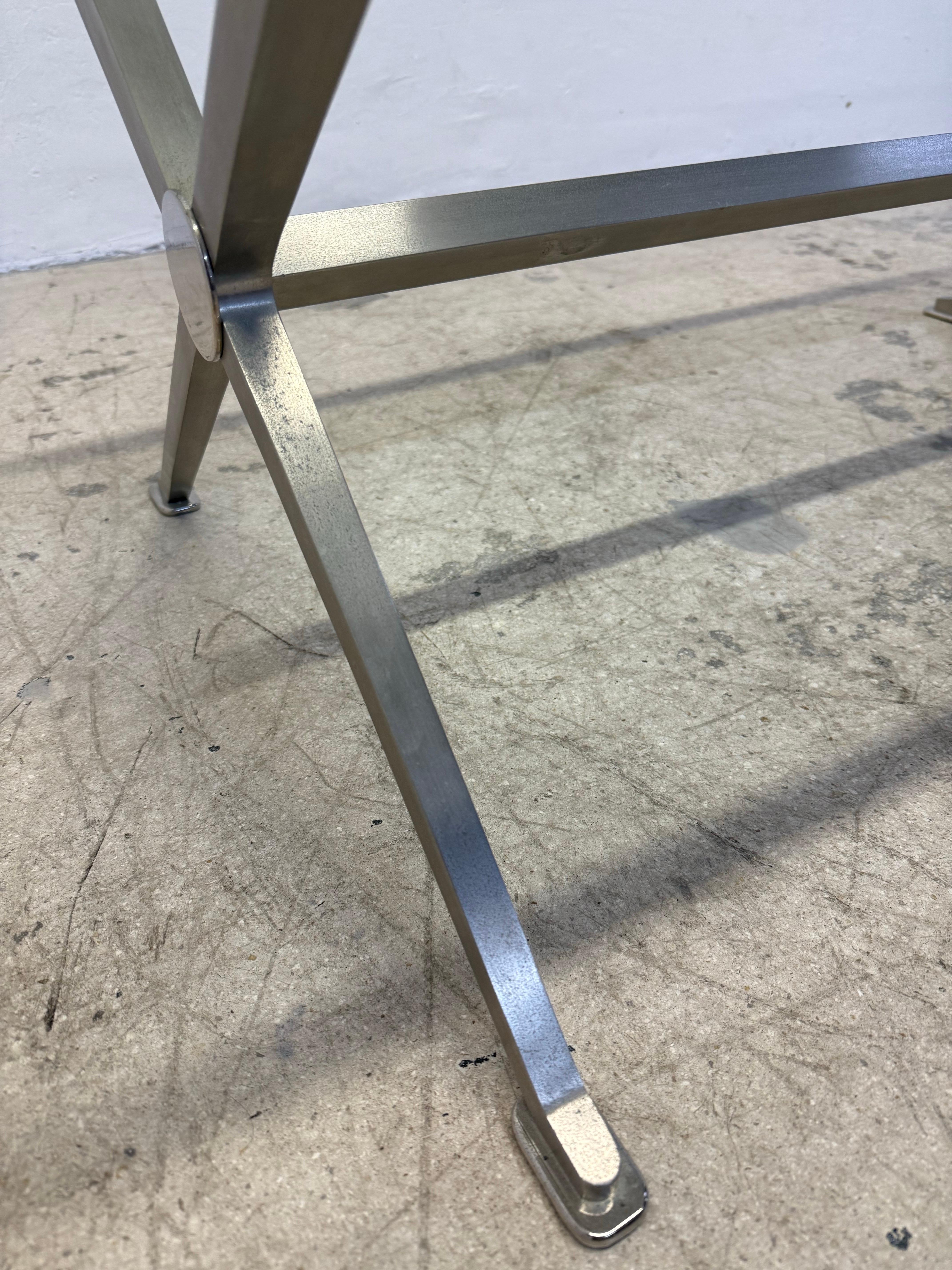 French Art Deco Revival Glass and Steel Coffee or Cocktail Table, 1970s - 1 of 2 For Sale 3
