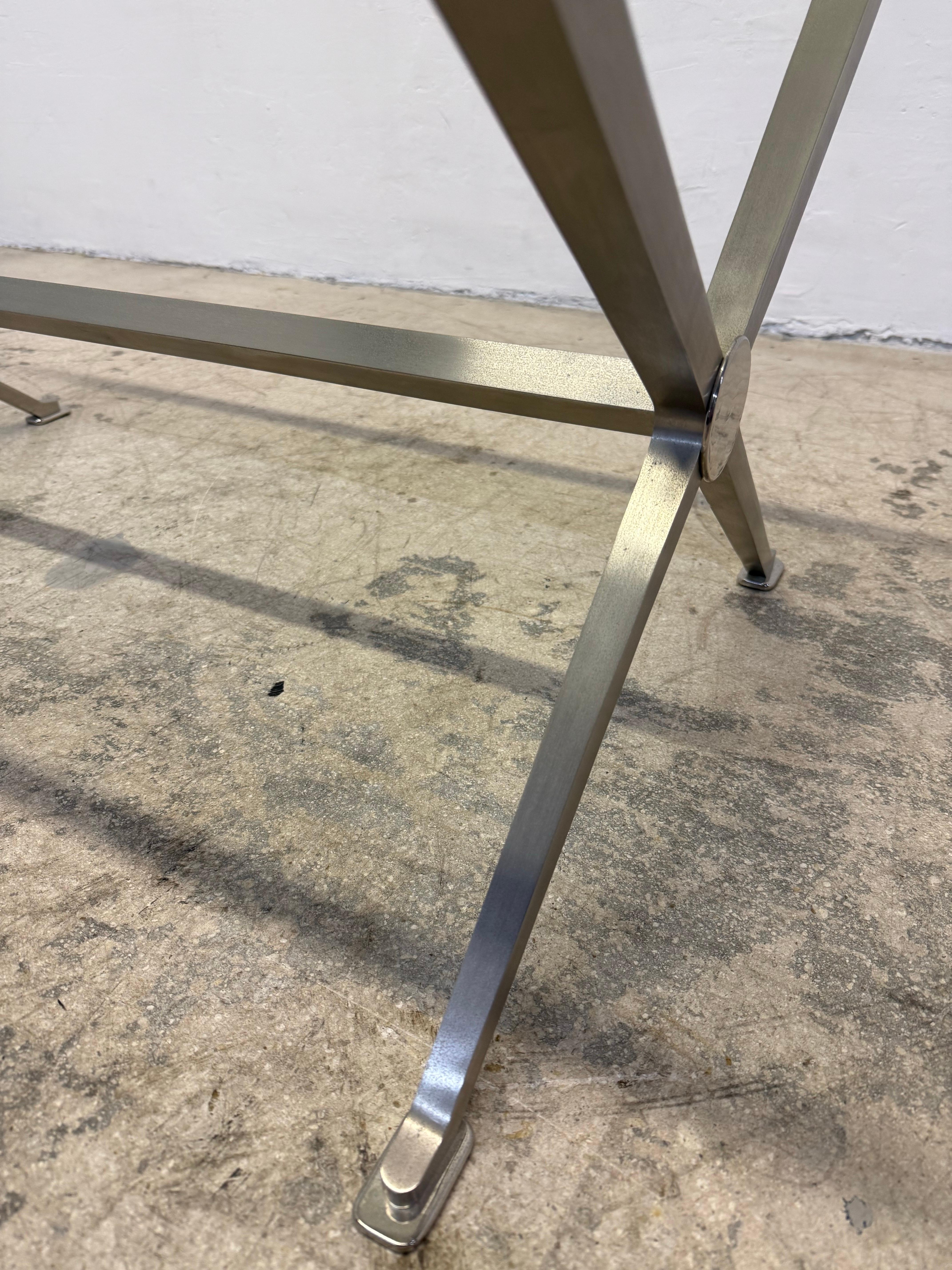 French Art Deco Revival Glass and Steel Coffee or Cocktail Table, 1970s - 1 of 2 For Sale 4