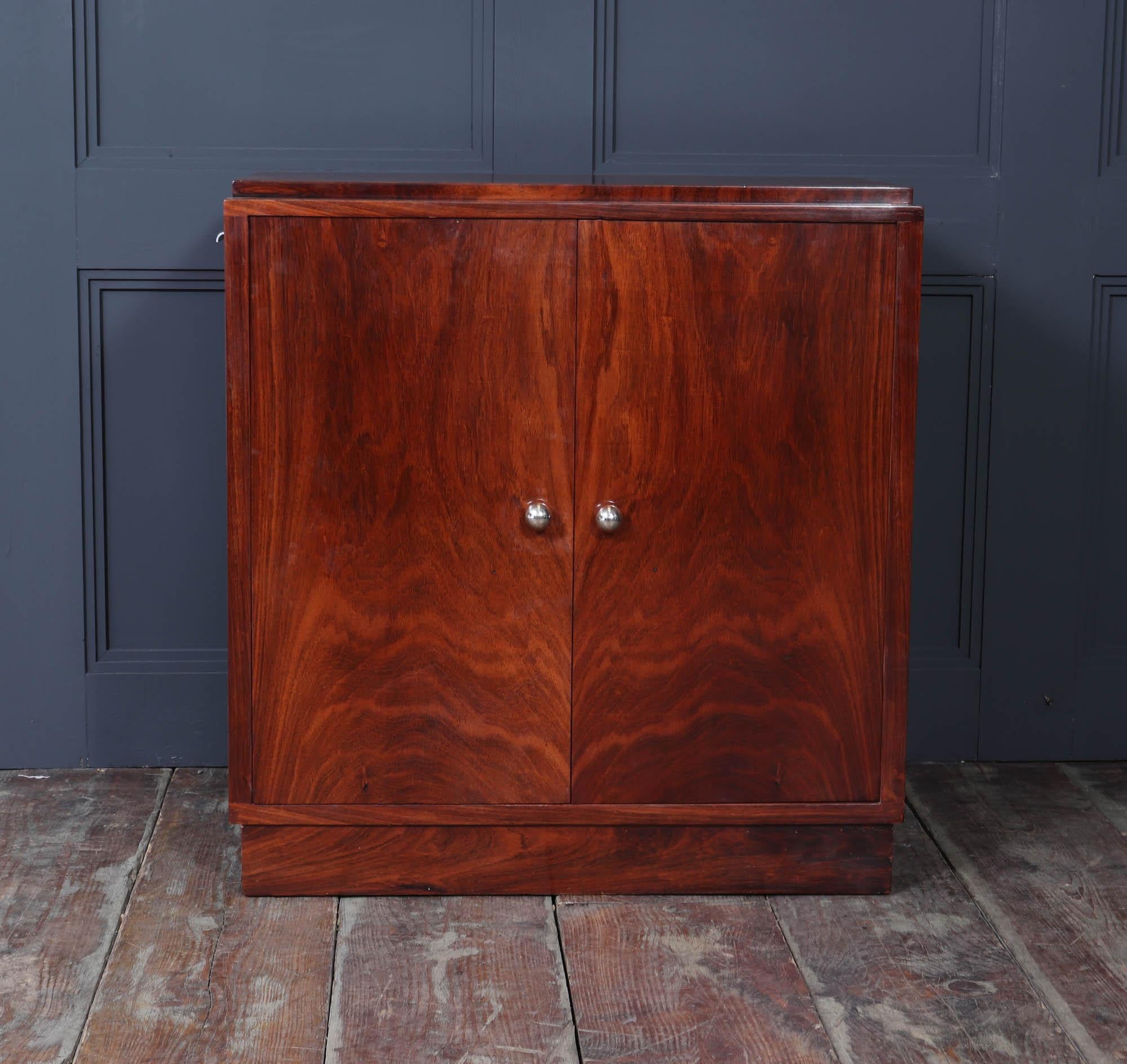 Walnut French Art Deco Revolving Cocktail Cabinet