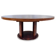 Used French Art Deco Rinck Paris Burlwood Dining Table 1930s, Extending Oval Pedestal