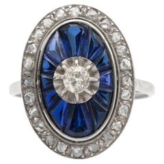 French Art Deco ring with diamonds and sapphires, 1920s.
