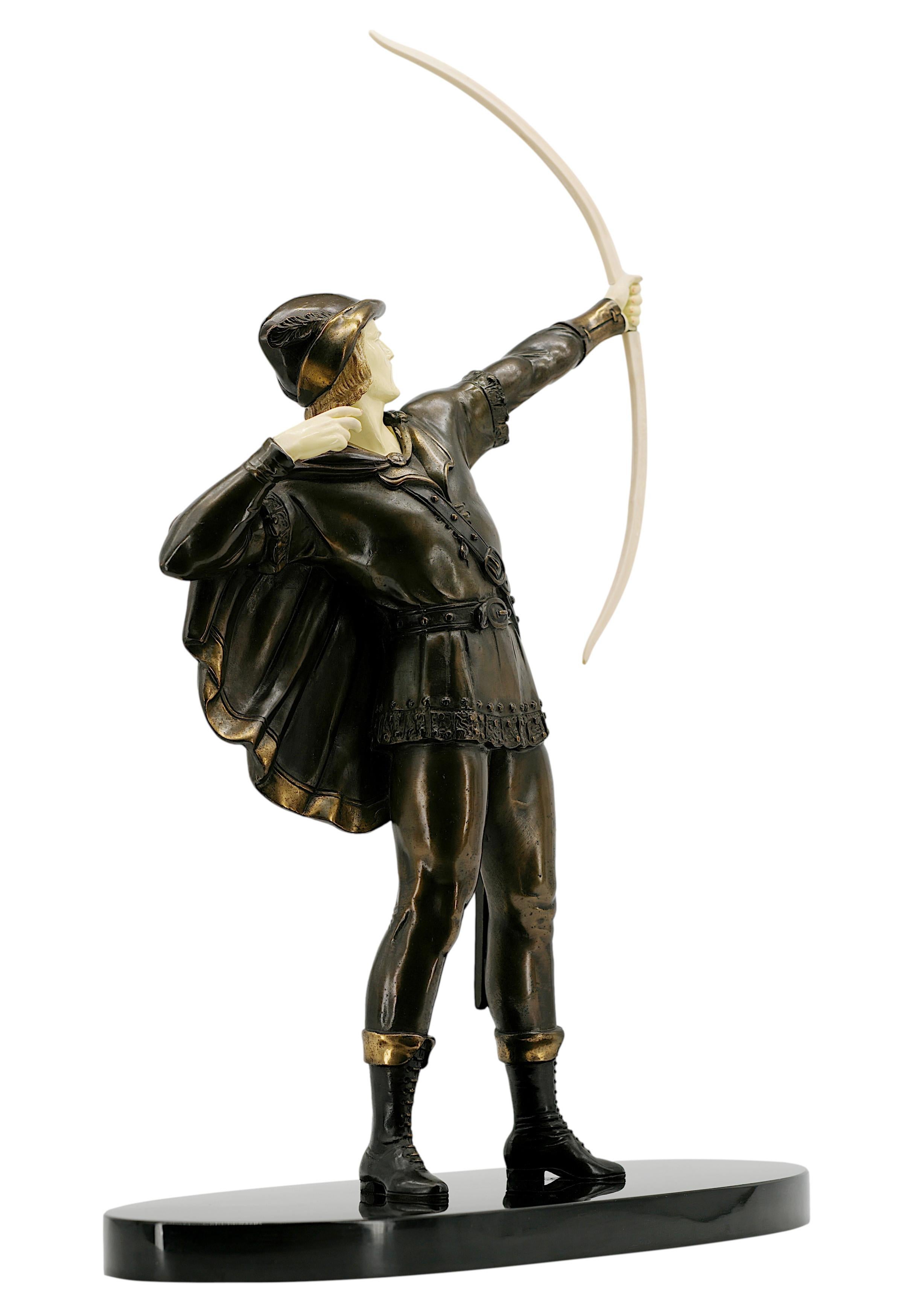 Spelter French Art Deco Robin Hood Sculpture, 1930s For Sale