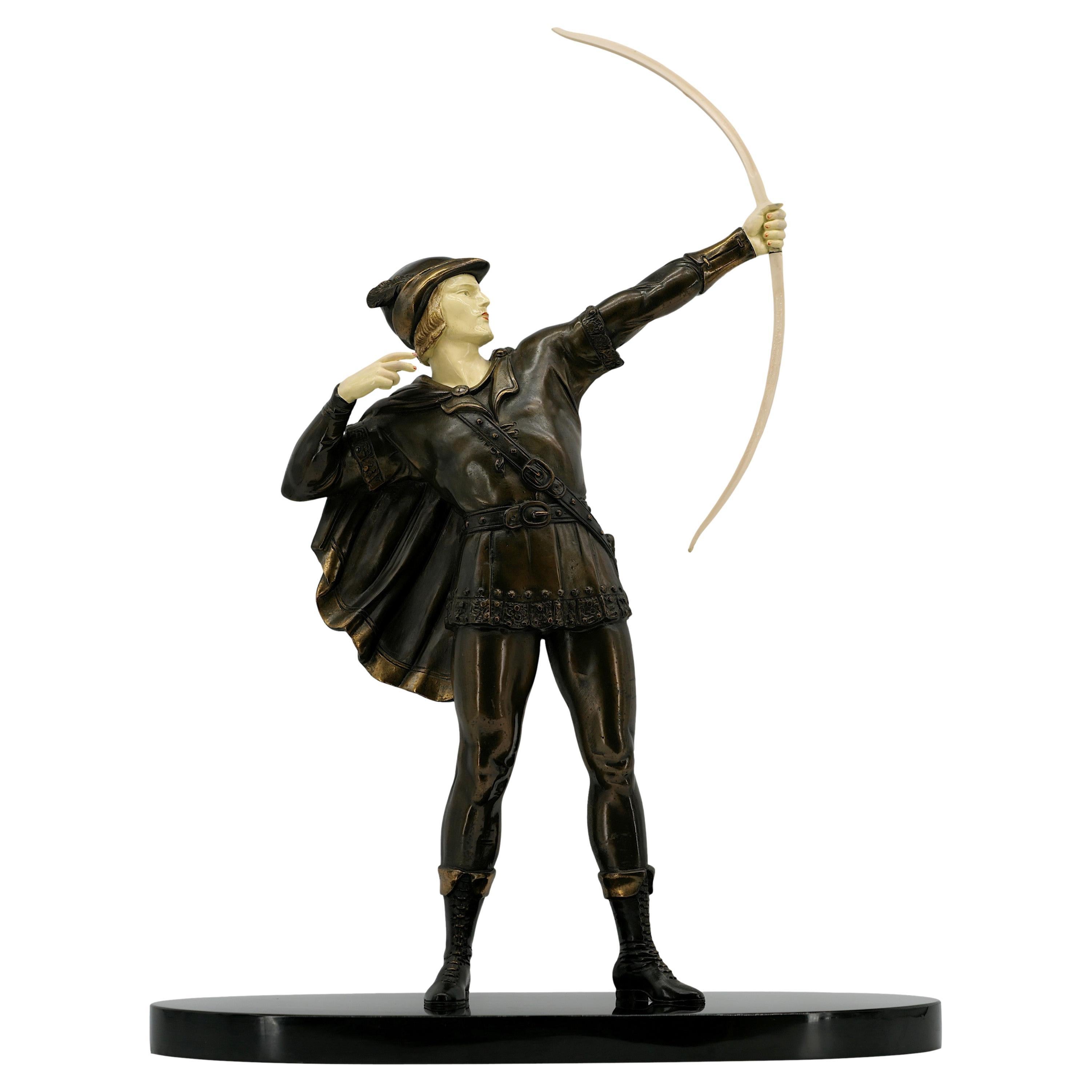 Französische Art Deco Robin Hood's Skulptur, 1930er Jahre