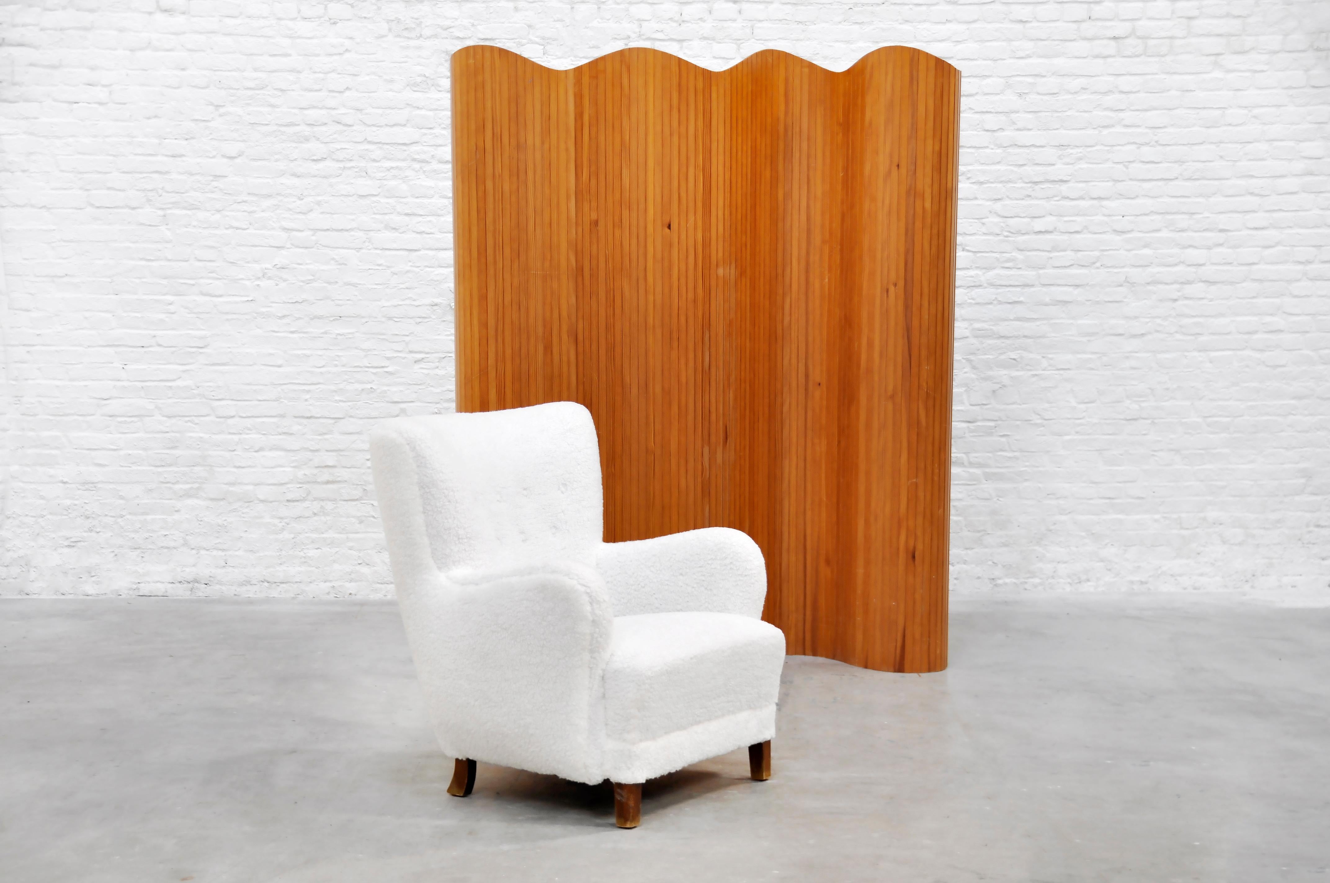 French Art Deco Room Divider in Patinated Pine, 1940s 4