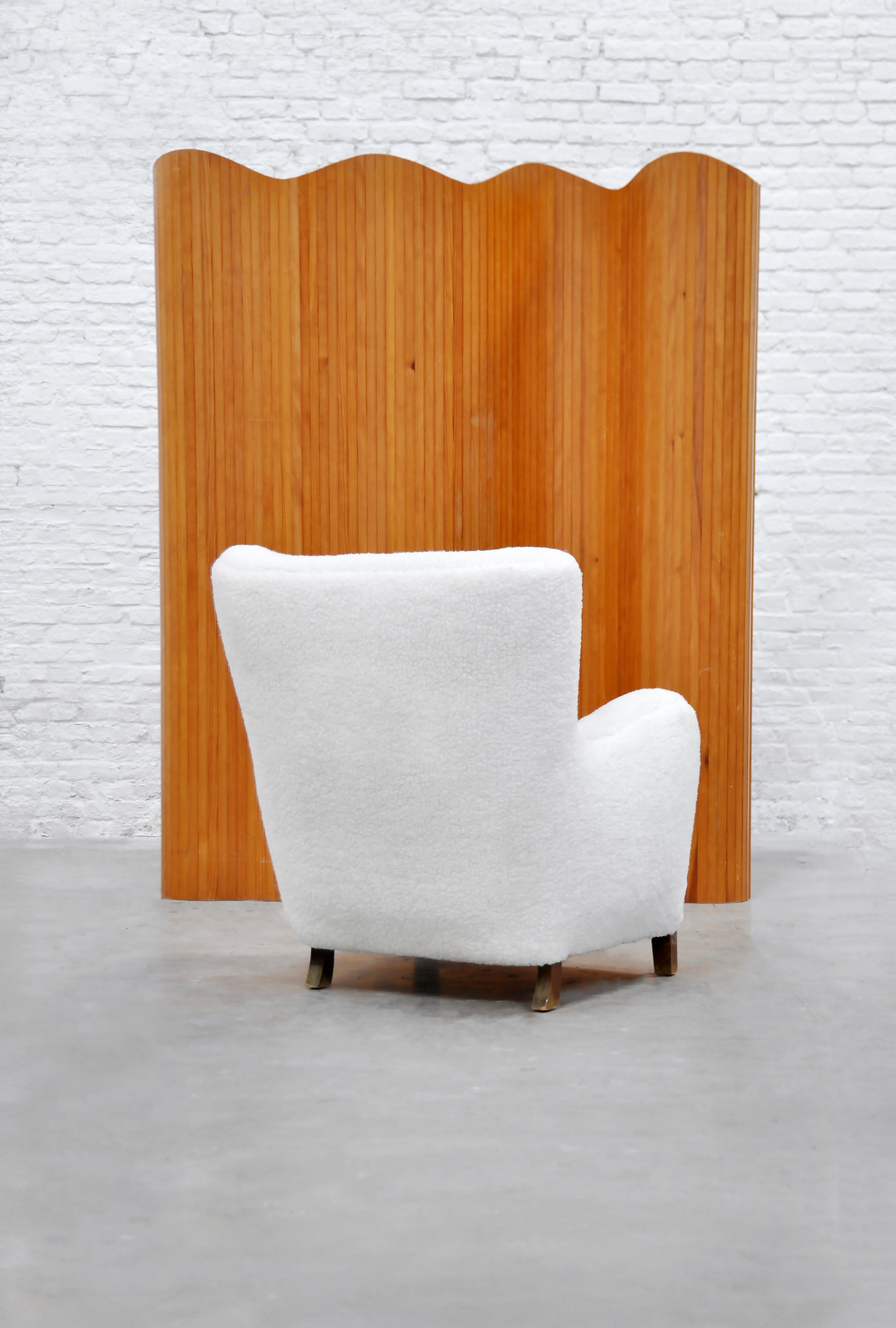 French Art Deco Room Divider in Patinated Pine, 1940s 5