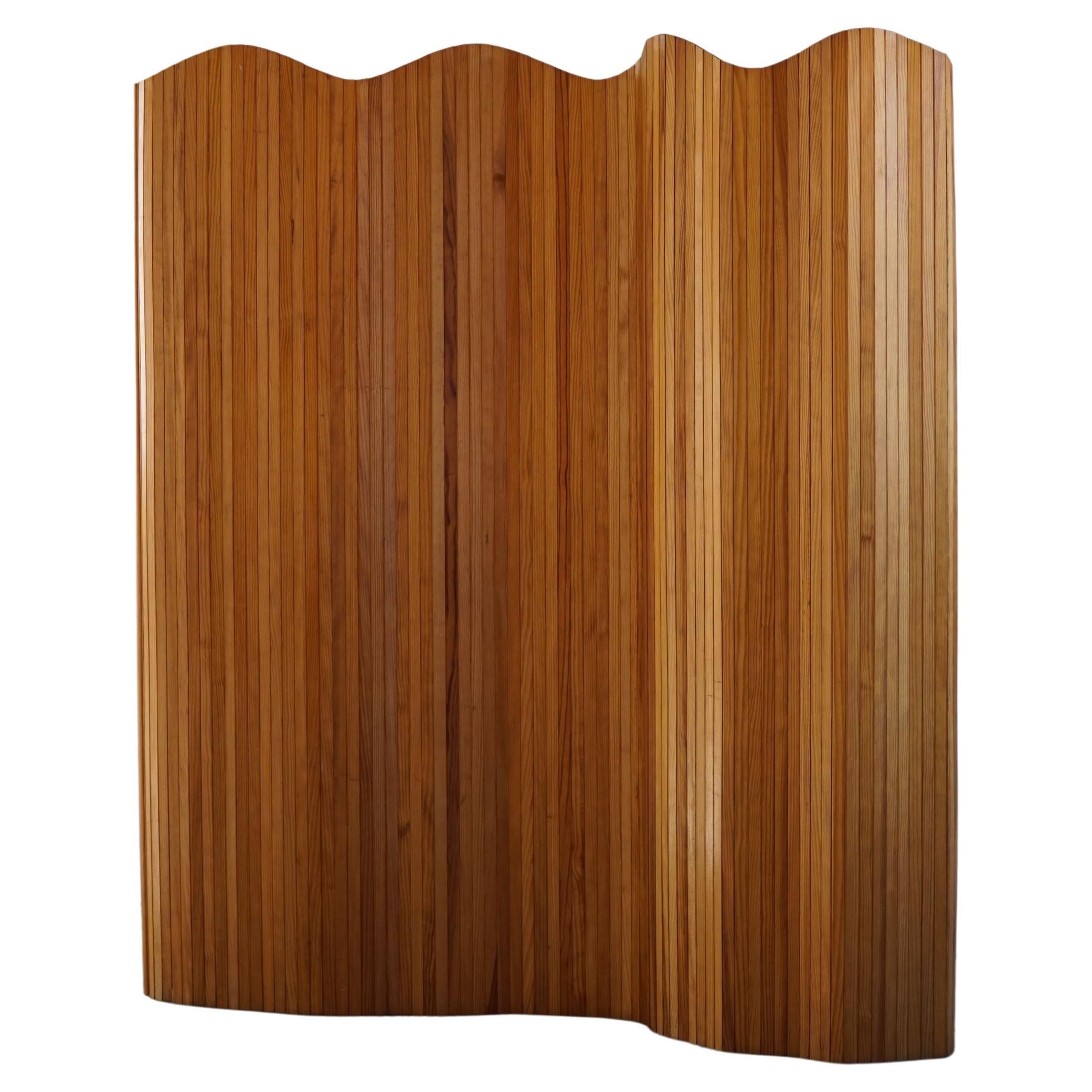 French Art Deco Room Divider in Patinated Pine Attributed Jomaine Baumann, 1940s
