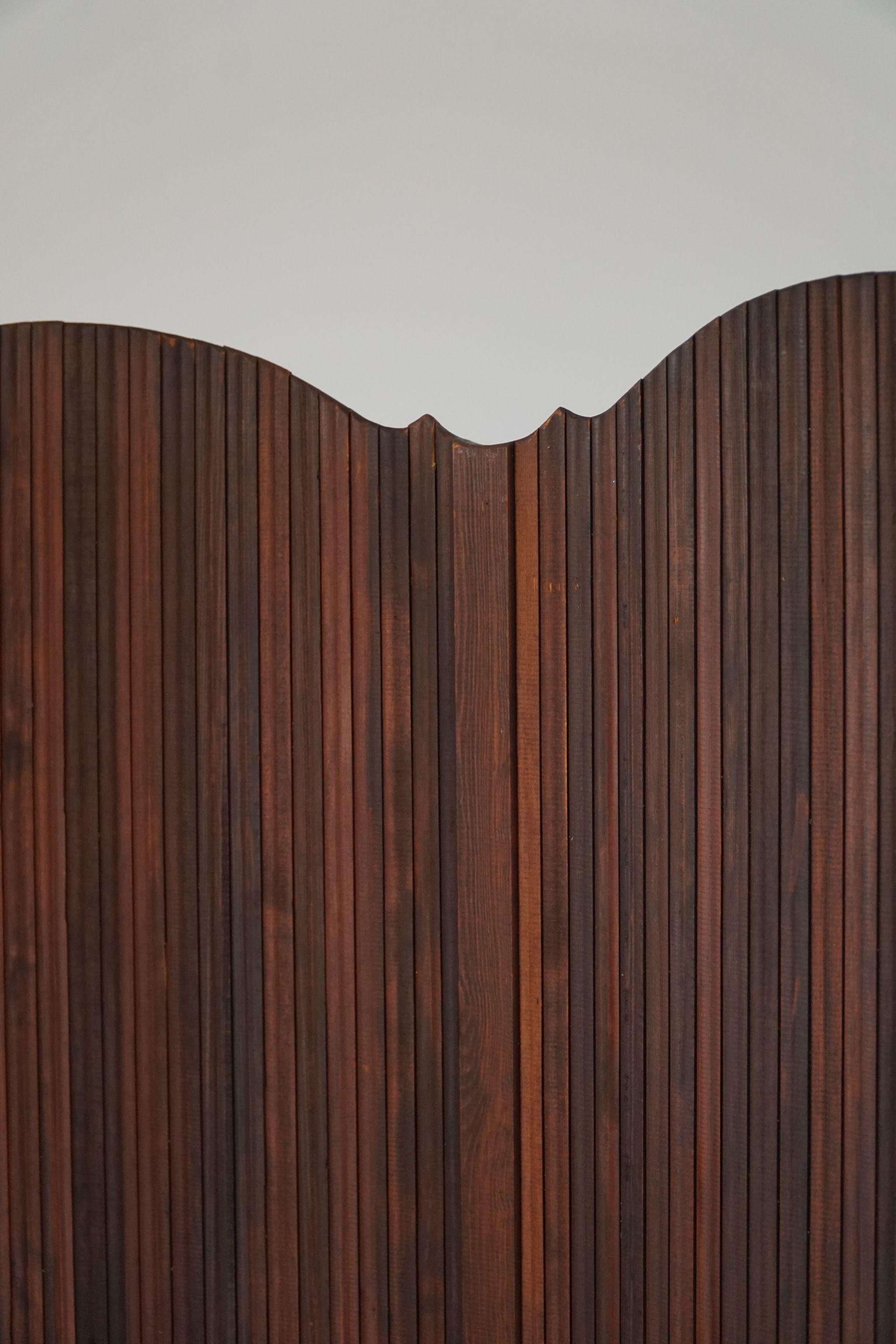 French Art Deco Room Divider in Stained Patinated Pine, Made by S.N.S.A, 1950s 5
