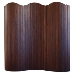 Retro French Art Deco Room Divider in Stained Patinated Pine, Made by S.N.S.A, 1950s