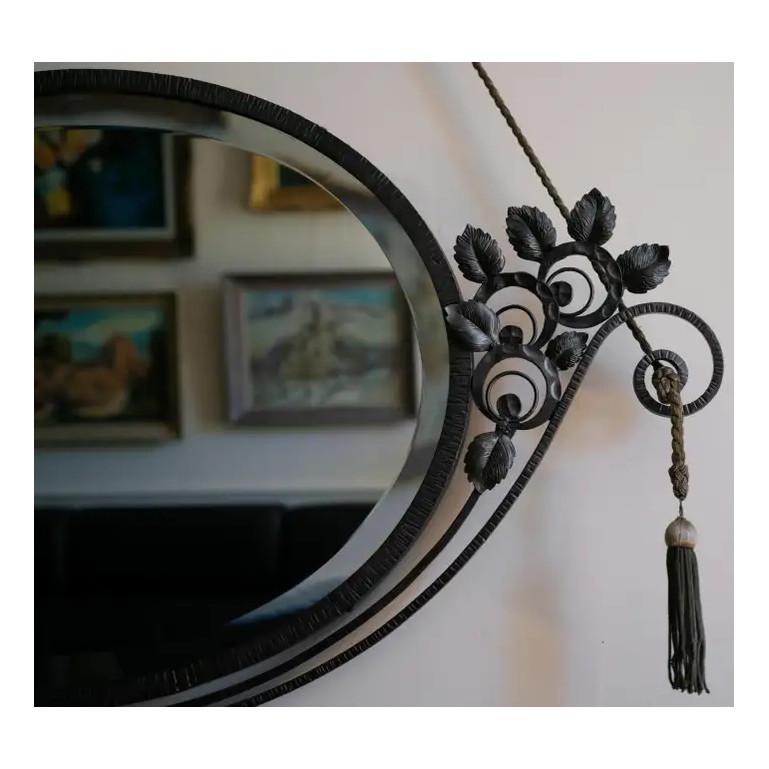 French Art Deco Rosebush Wall Mirror, ca. 1925 In Good Condition For Sale In Saint-Amans-des-Cots, FR