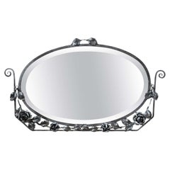 French Art Deco Roses Wall Mirror, 1920