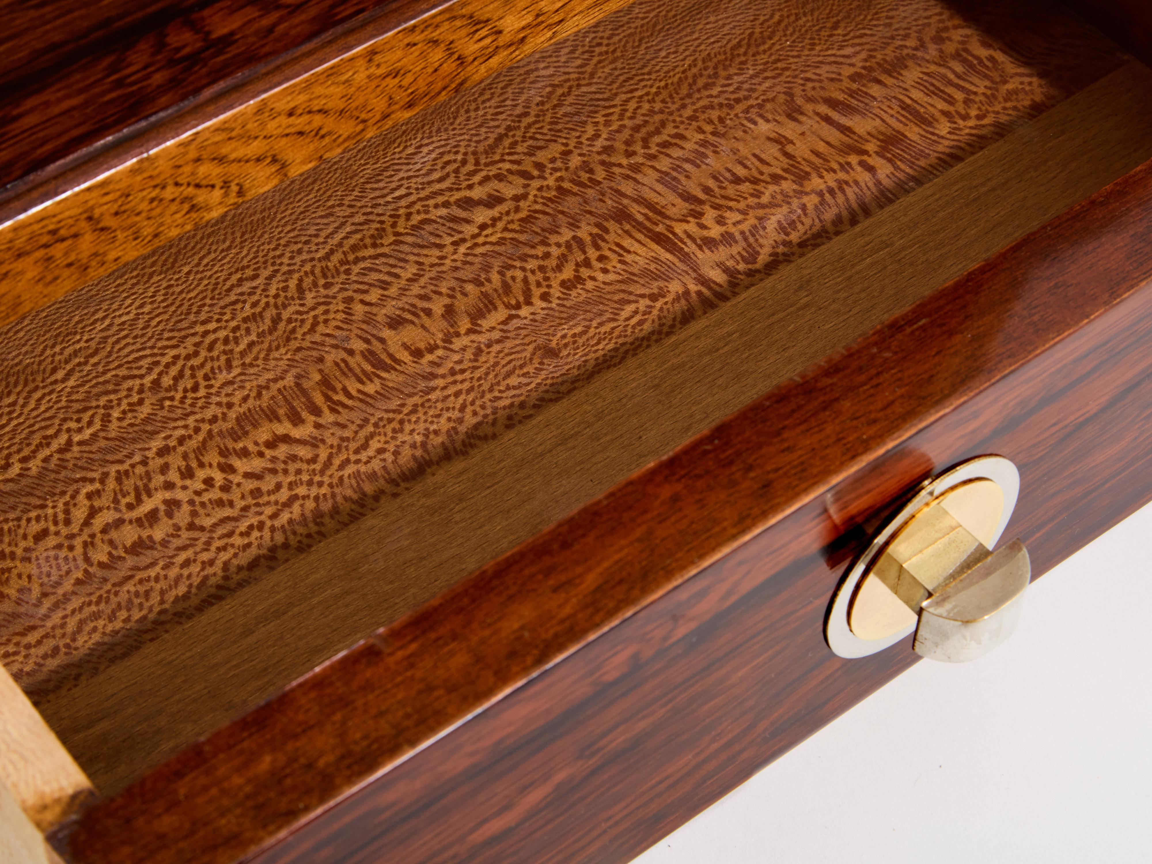French Art Deco rosewood and brass sewing cabinet 1940s For Sale 2