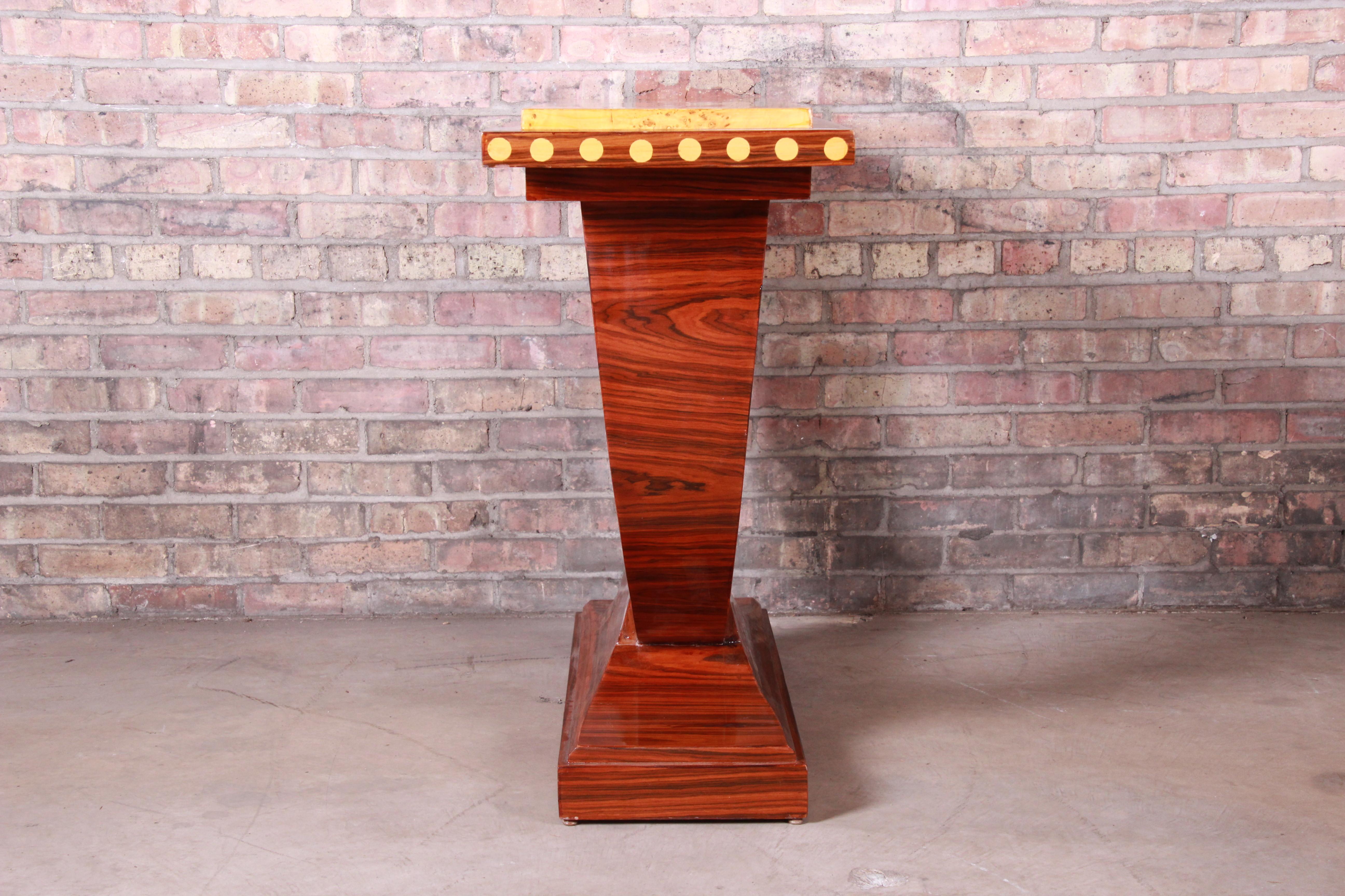 French Art Deco Rosewood and Burled Olive Wood Console Table, circa 1930s 6