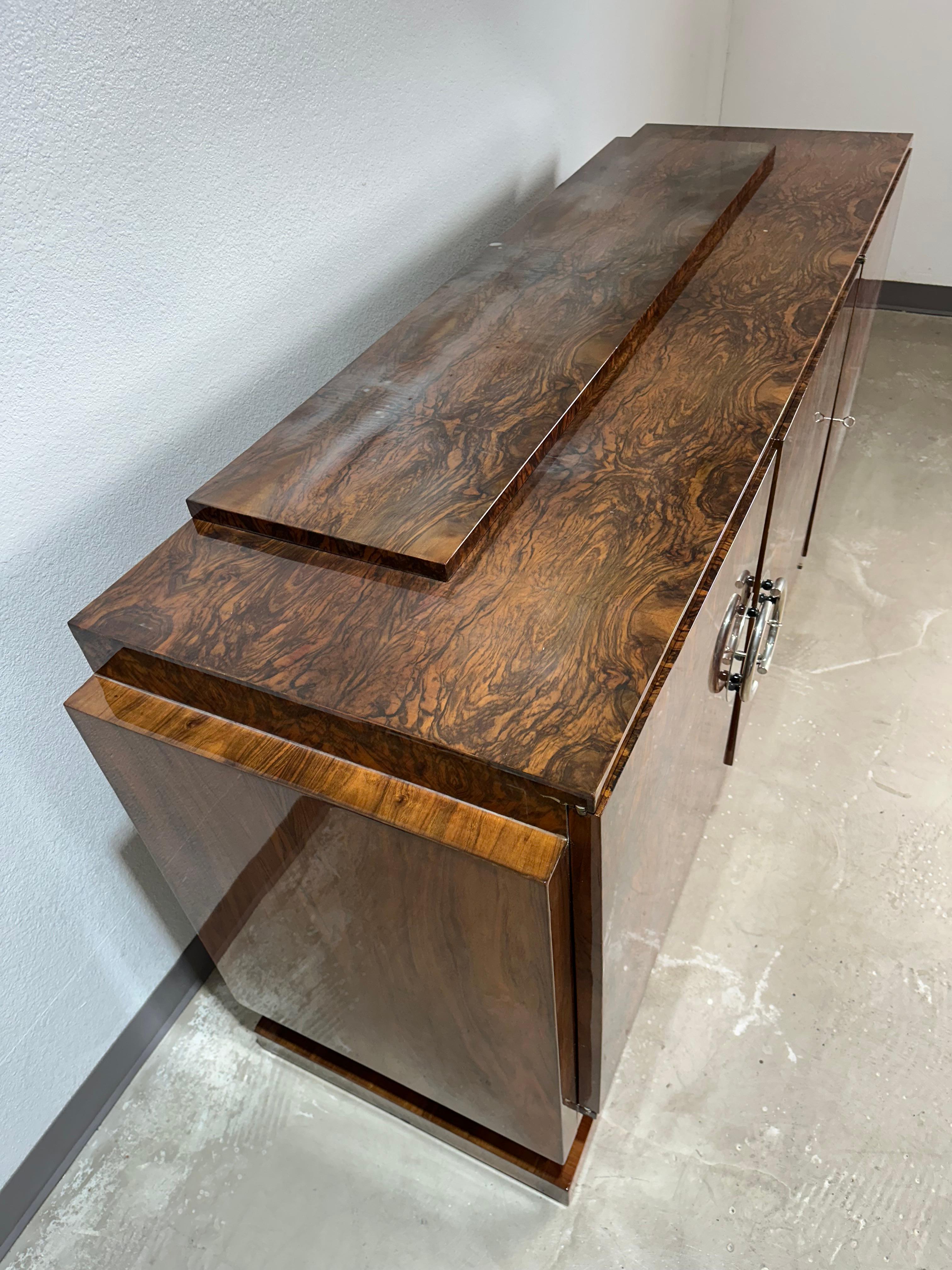 French Art Deco Rosewood and Chrome Credenza Sideboard For Sale 5