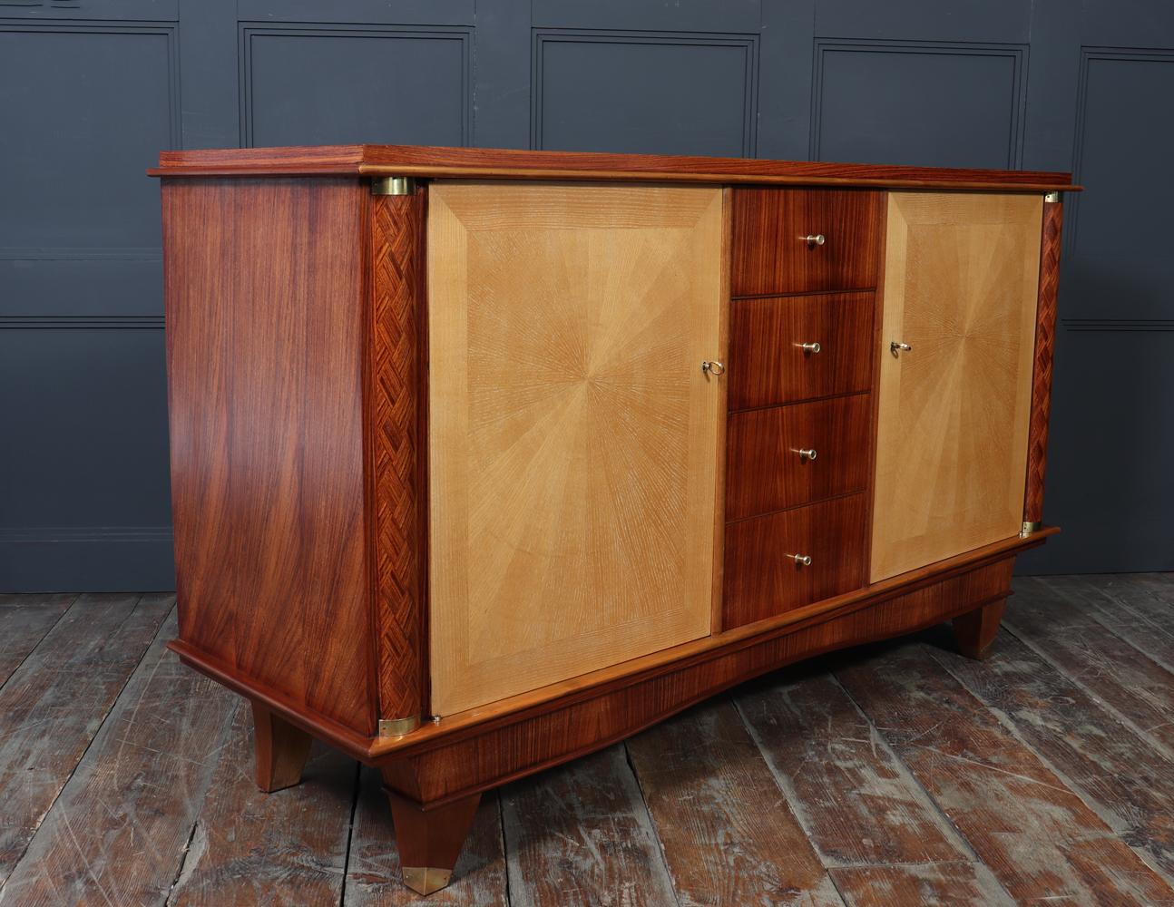 Credenza francese Art Deco in legno di palissandro e Oak in vendita 9