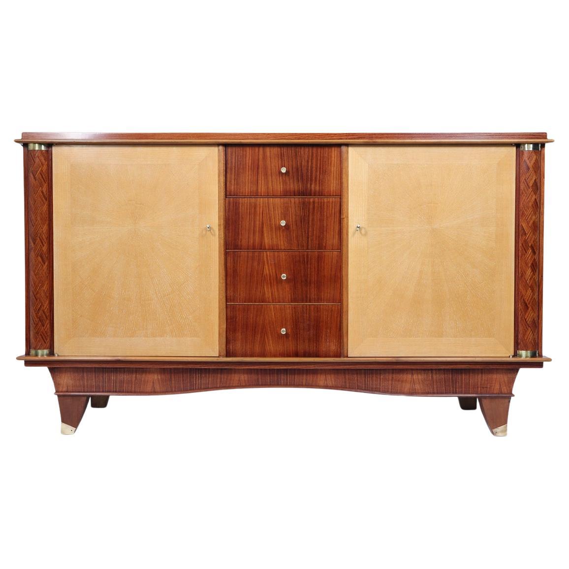 Credenza francese Art Deco in legno di palissandro e Oak