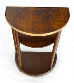 French Art Deco Rosewood & Brass Demilune 3 Tier Hall Stand Table MINT!
