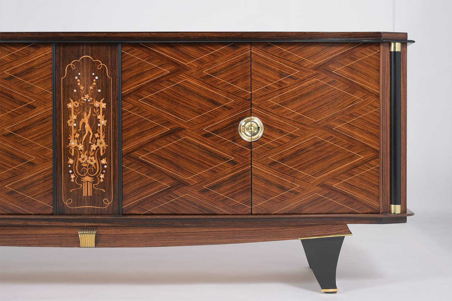 Hand-Carved French Art Deco Rosewood Buffet