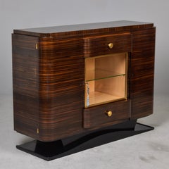 Buffet Art Déco en bois de rose avec vitrine centrale