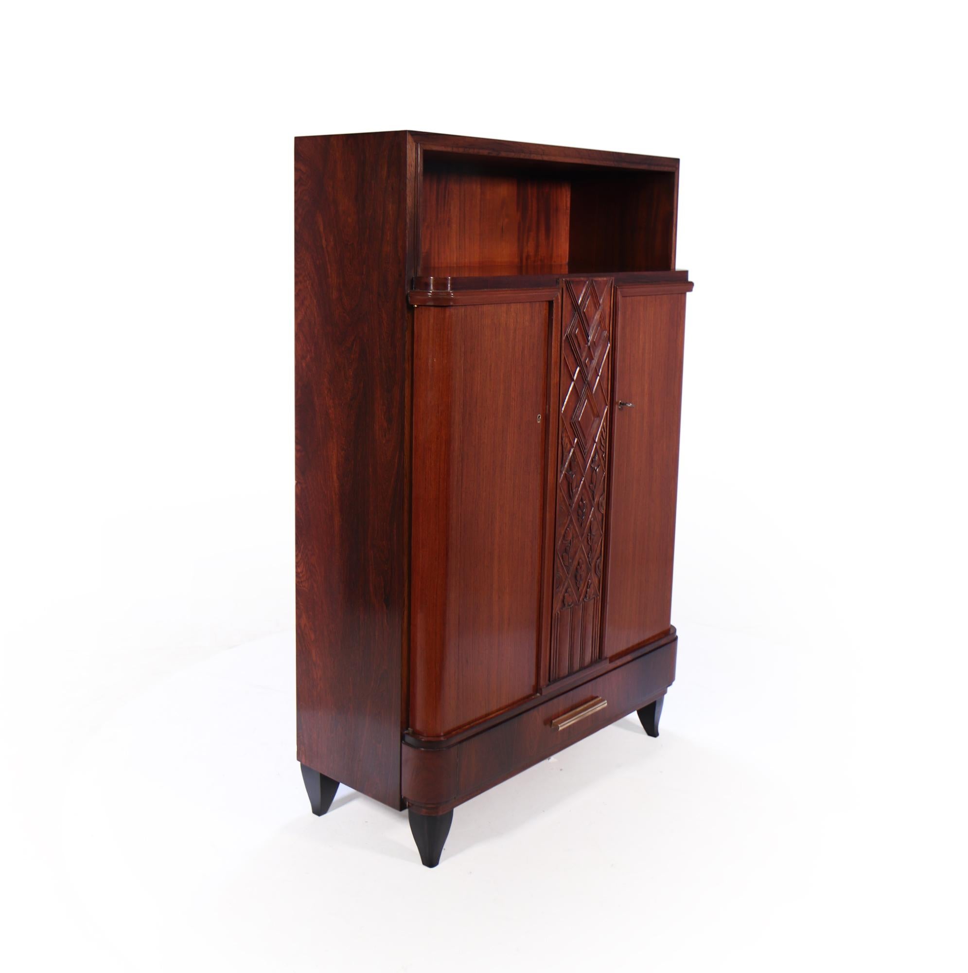 Early 20th Century French Art Deco Rosewood Cabinet For Sale