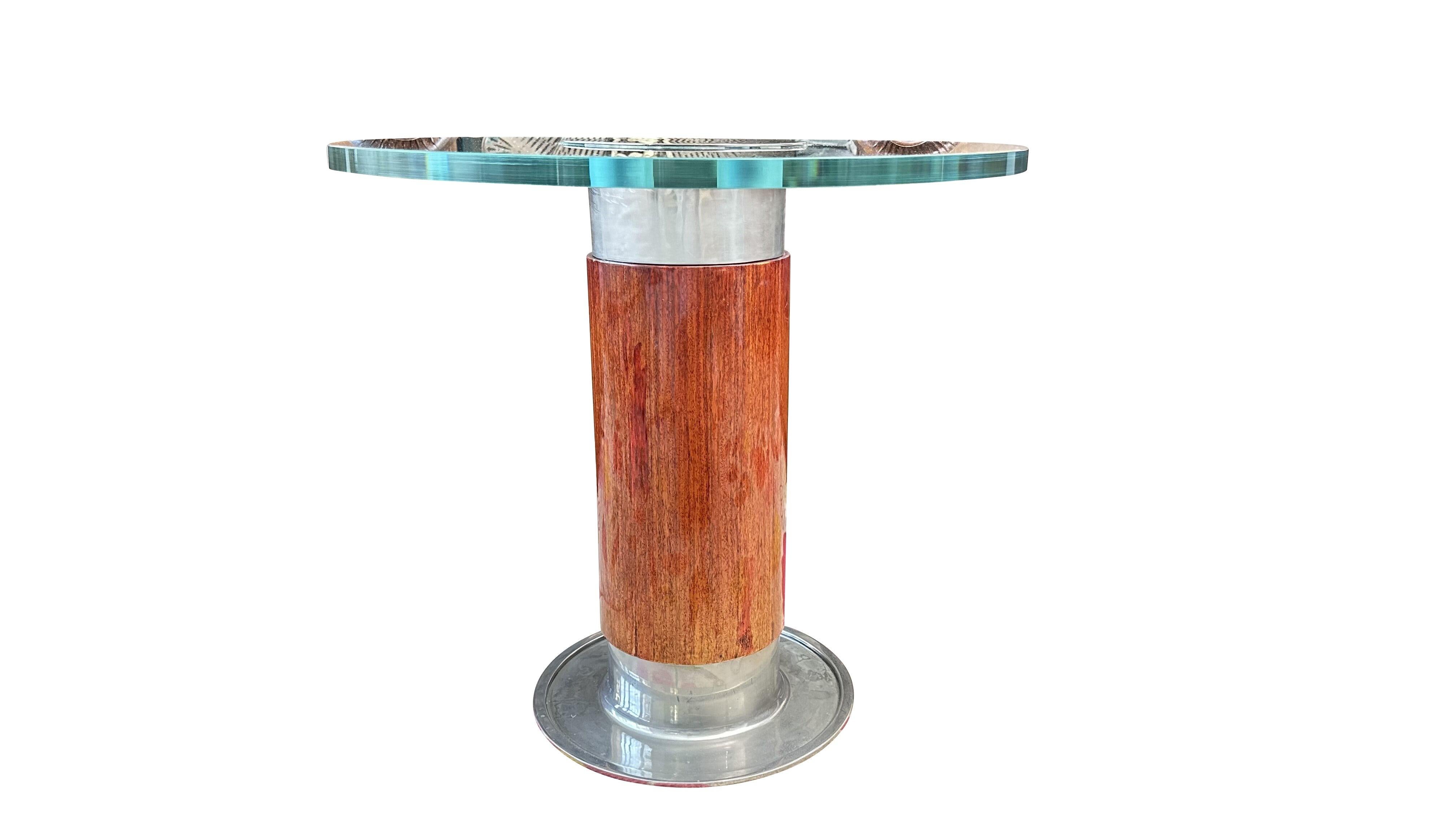 French Art Deco Rosewood Chrome and Glass Guéridon side coffee table circa 1930 For Sale 1