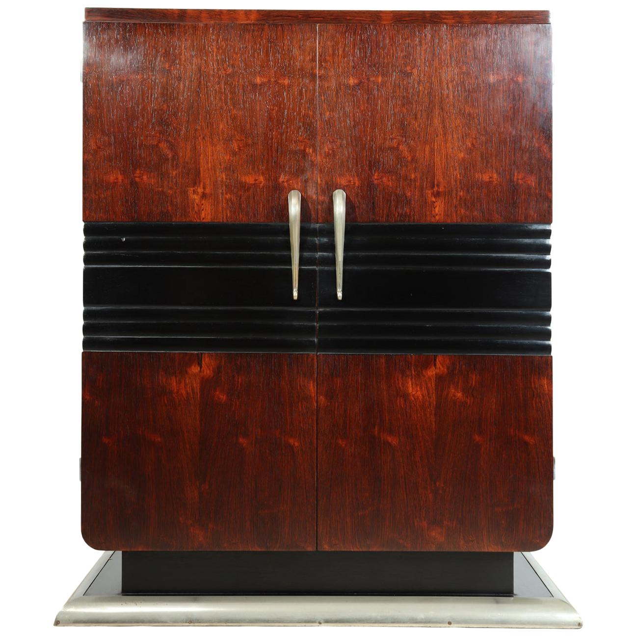 French Art Deco Rosewood Cocktail Cabinet, circa 1930 For Sale