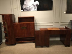 French Art Deco Rosewood Desk and Bookcase