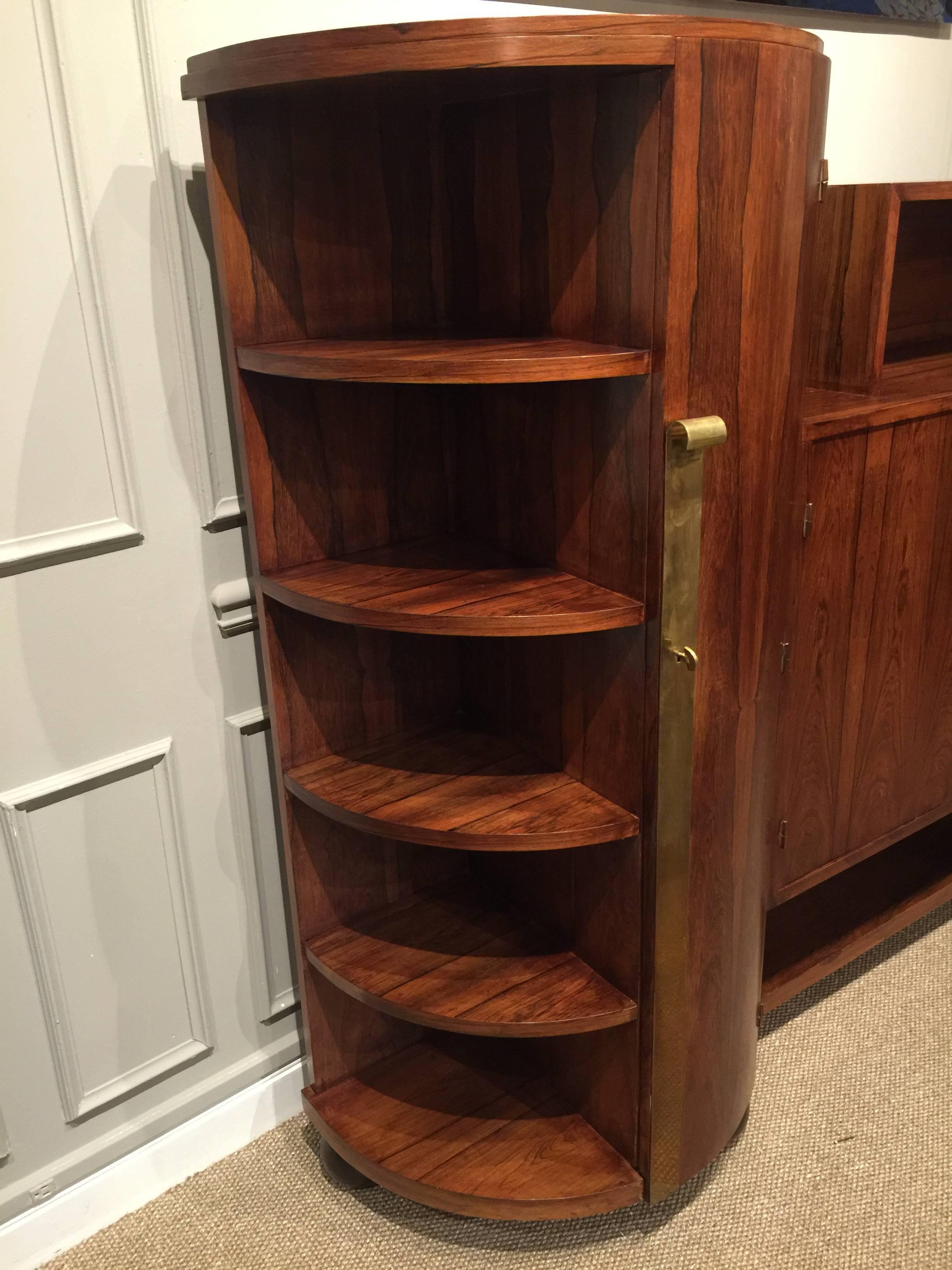 French Art Deco Rosewood Desk and Bookcase  For Sale 2