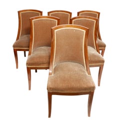 Antique French Art Deco Rosewood Dining Chairs, Set of Six