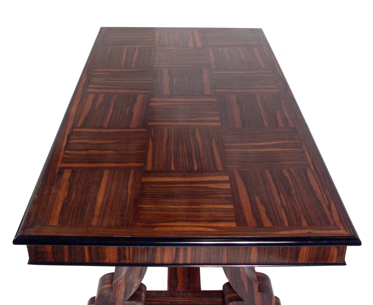 French Art Deco Rosewood Dining Table or Library Table ) (dibs_I_description from:  to: French Art Deco Rosewood Dining Table or Library Table, France, circa 1930s. This table is currently being refinished and will be incredible when completed. The