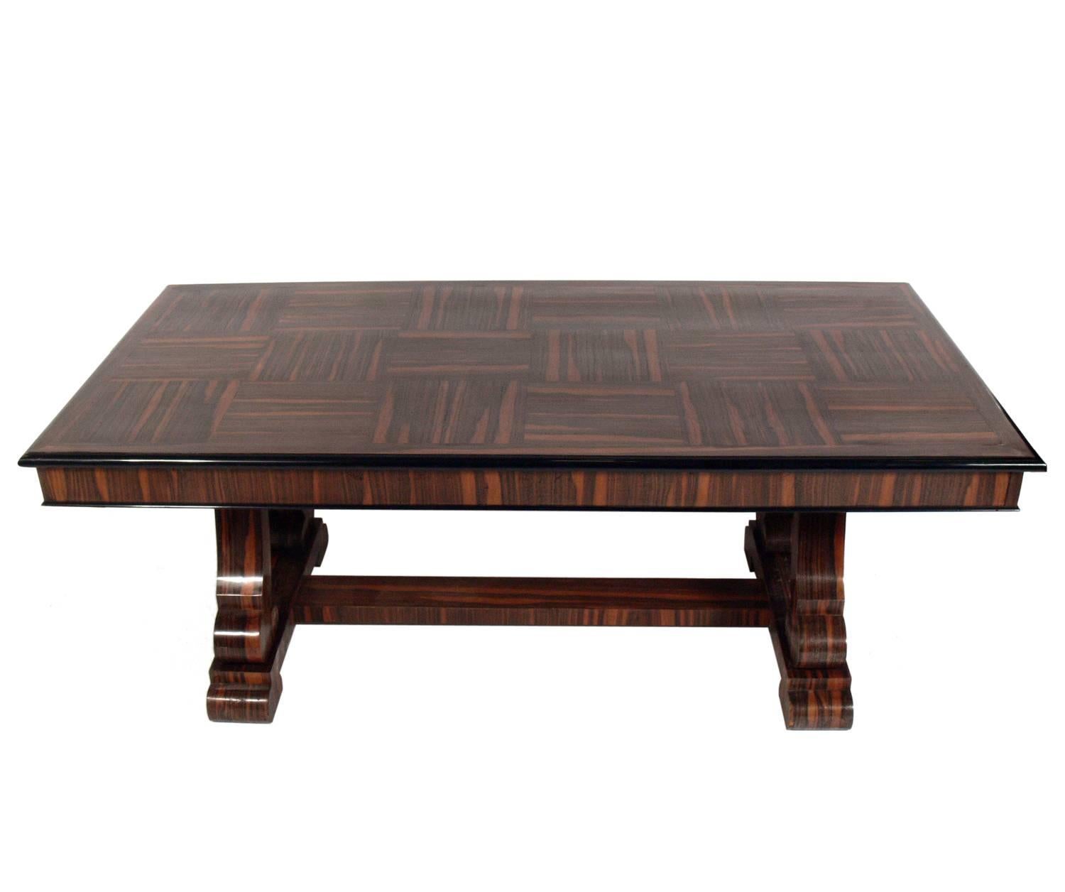 French Art Deco Rosewood Dining Table or Library Table In Good Condition In Atlanta, GA