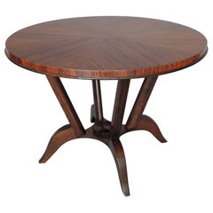 French Art Deco Rosewood Gueridon with a Four Curved-Leg Pedestal