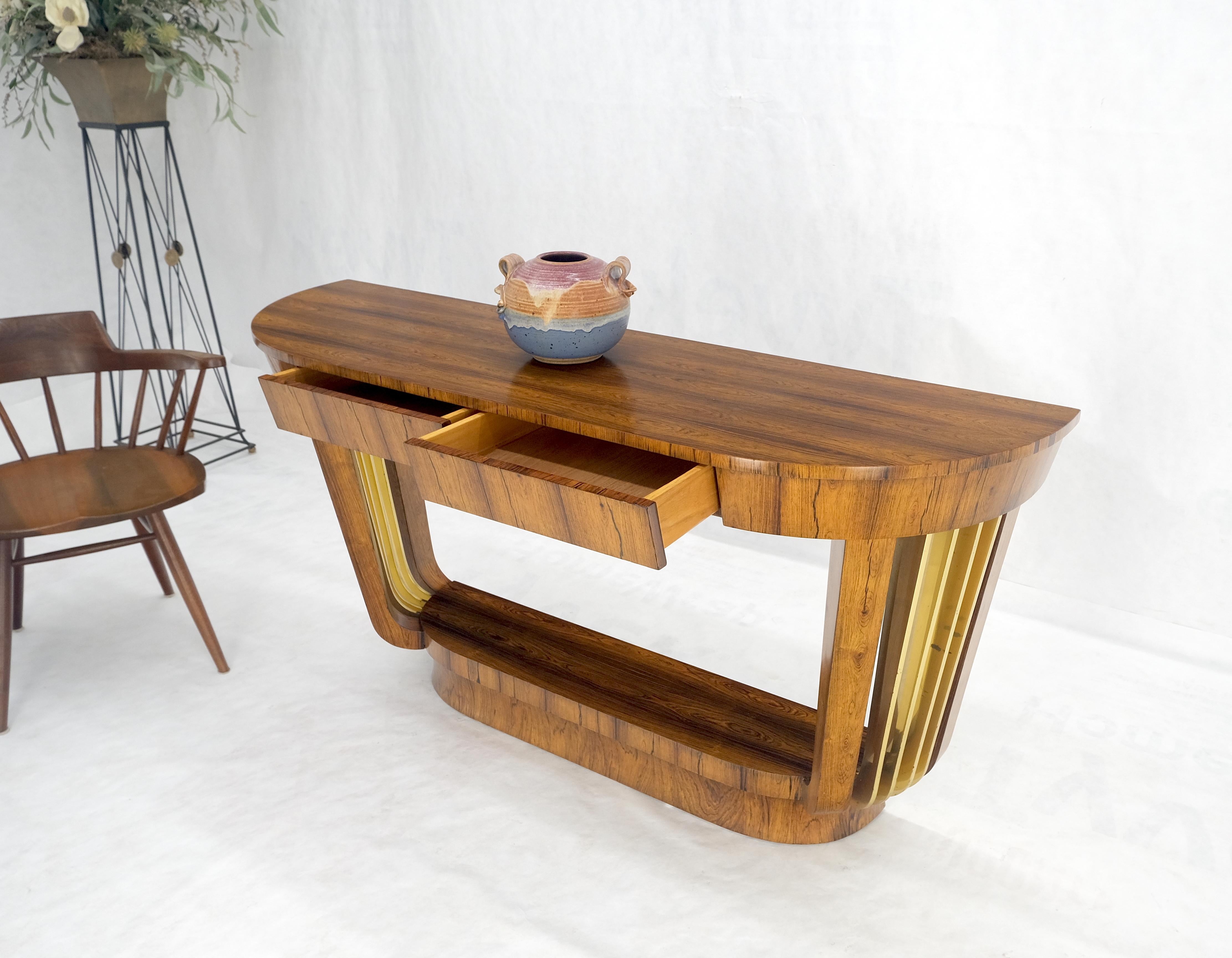 Tavolo da sala consolle Demilune con supporti in ottone massiccio in stile Art Deco francese. in vendita 2